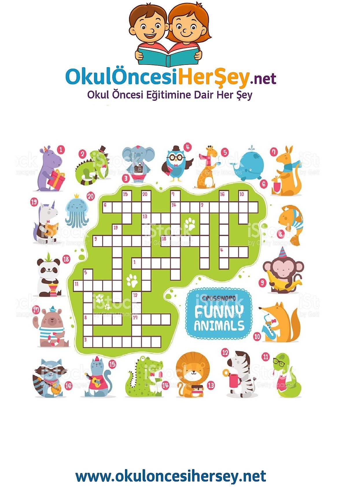 Çocuklar İçin   Crossword Bulmaca  