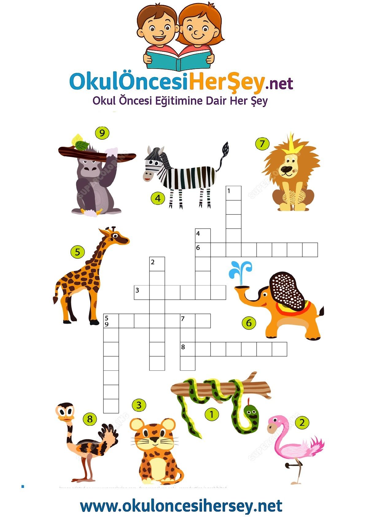 Çocuklar İçin   Crossword Bulmaca  