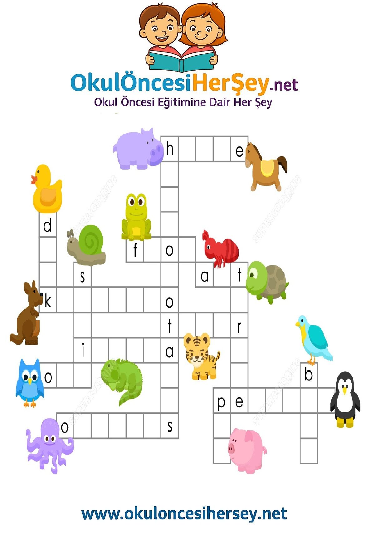 Çocuklar İçin   Crossword Bulmaca  