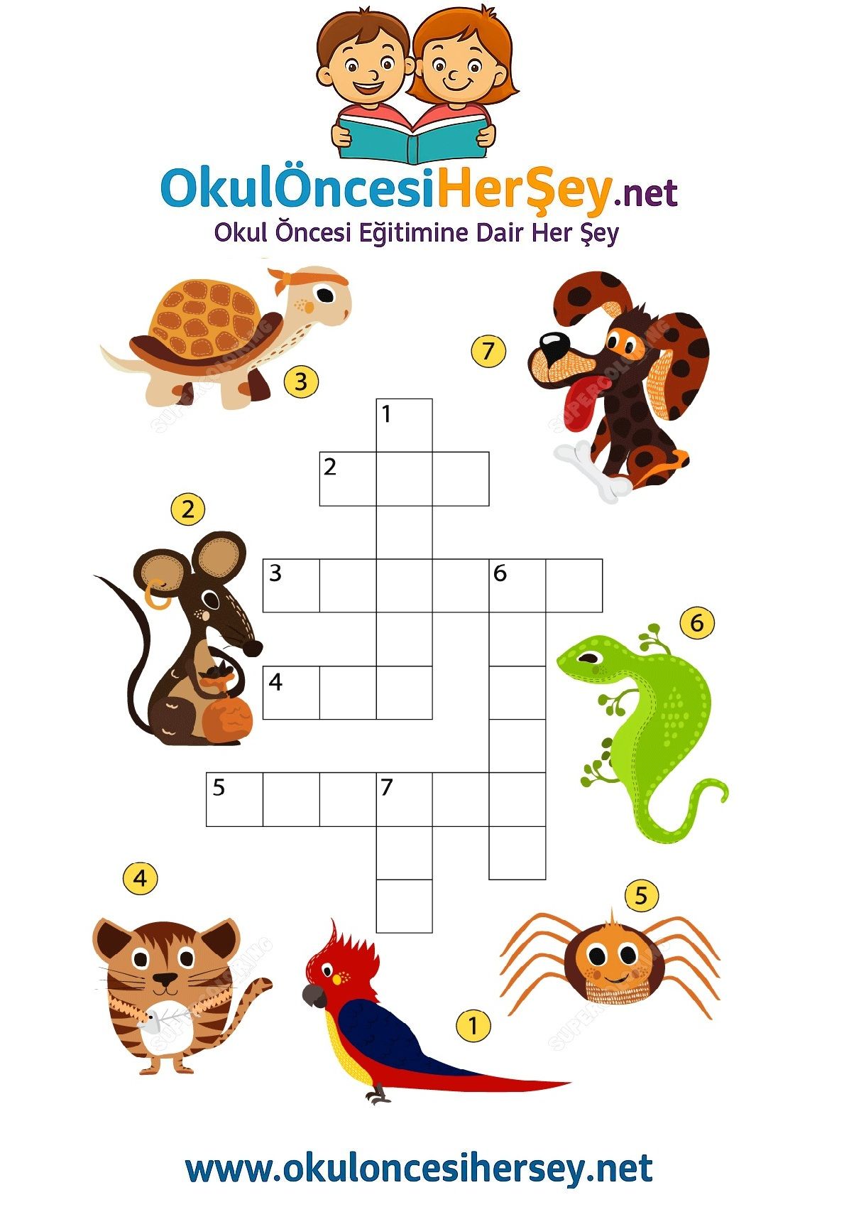 Çocuklar İçin   Crossword Bulmaca  