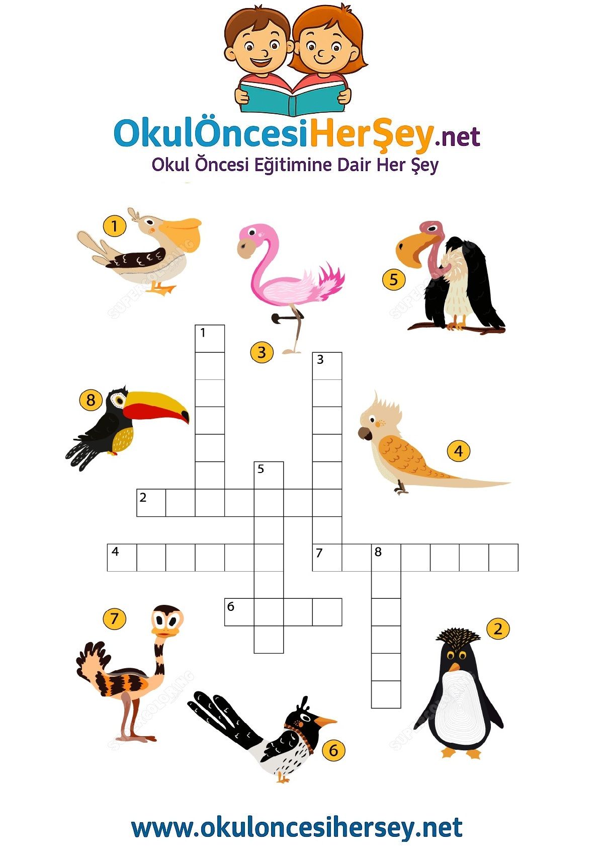Çocuklar İçin   Crossword Bulmaca  