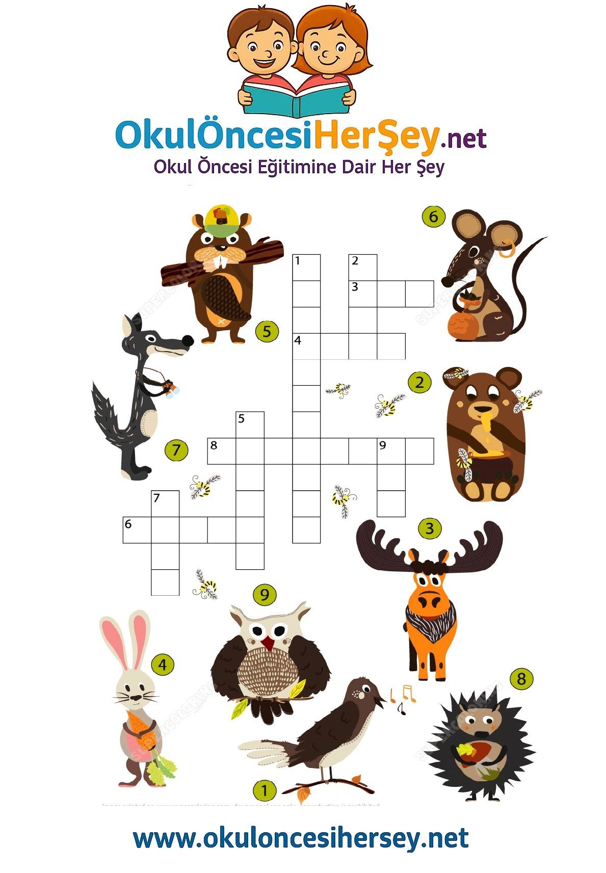 Çocuklar İçin   Crossword Bulmaca  