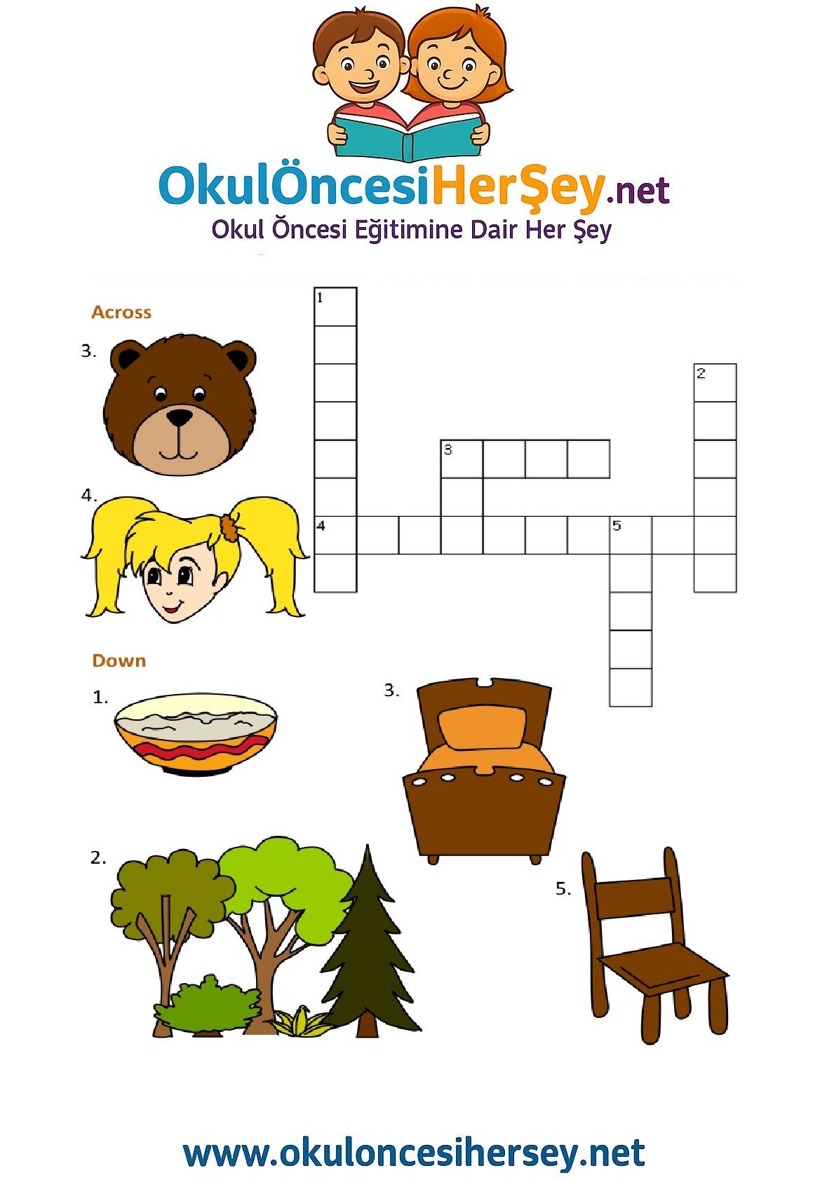 Çocuklar İçin   Crossword Bulmaca  