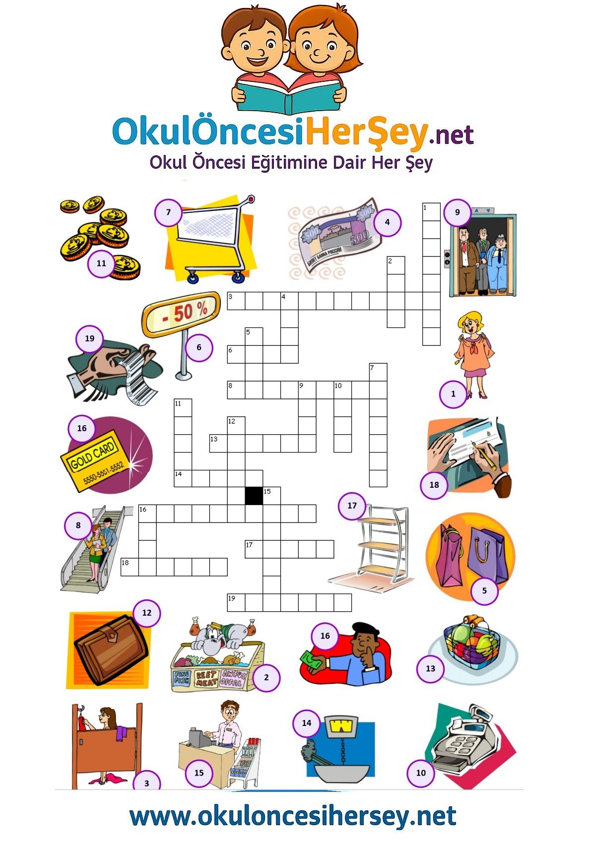 Çocuklar İçin   Crossword Bulmaca  