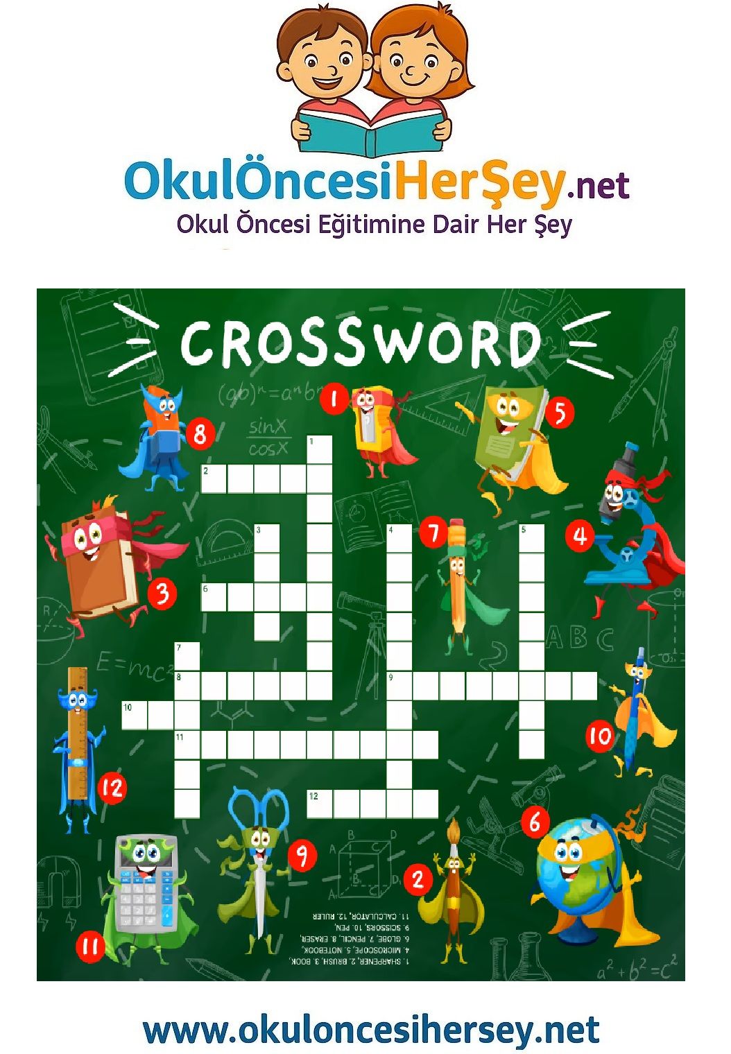 Çocuklar İçin   Crossword Bulmaca  