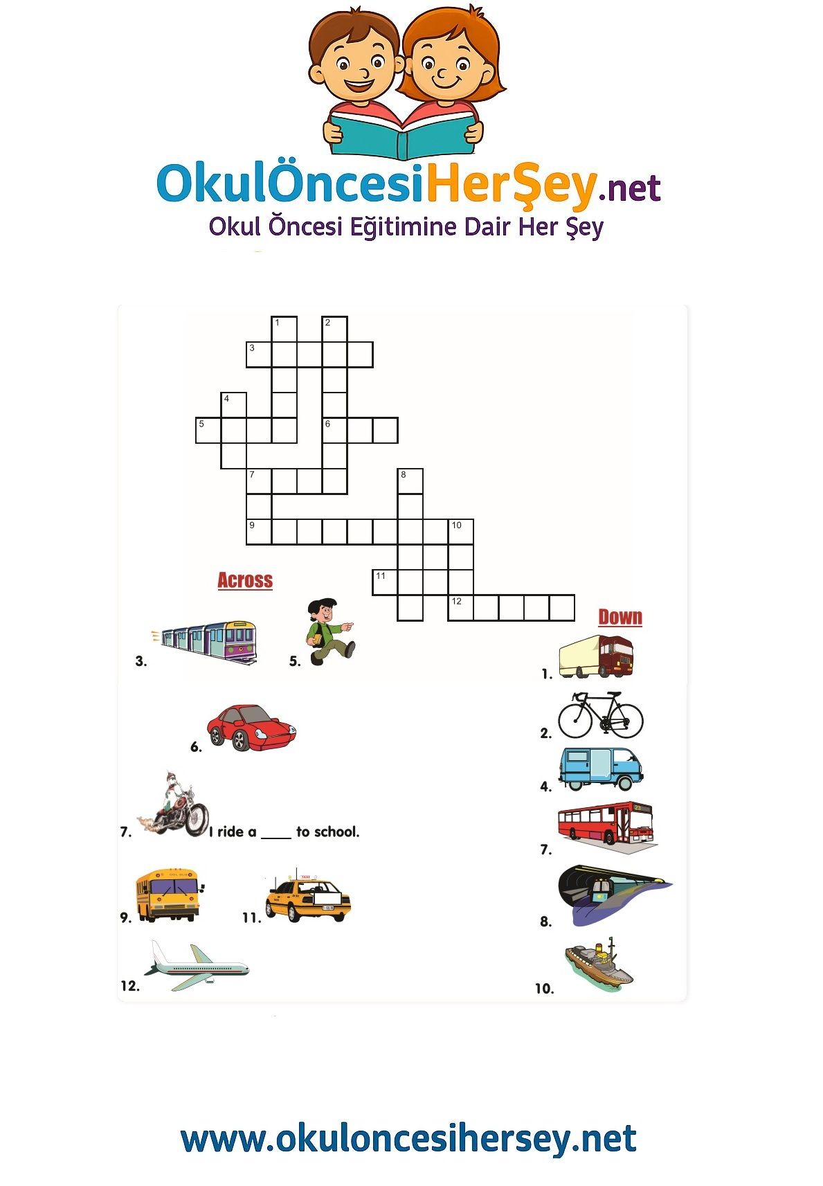 Çocuklar İçin   Crossword Bulmaca  