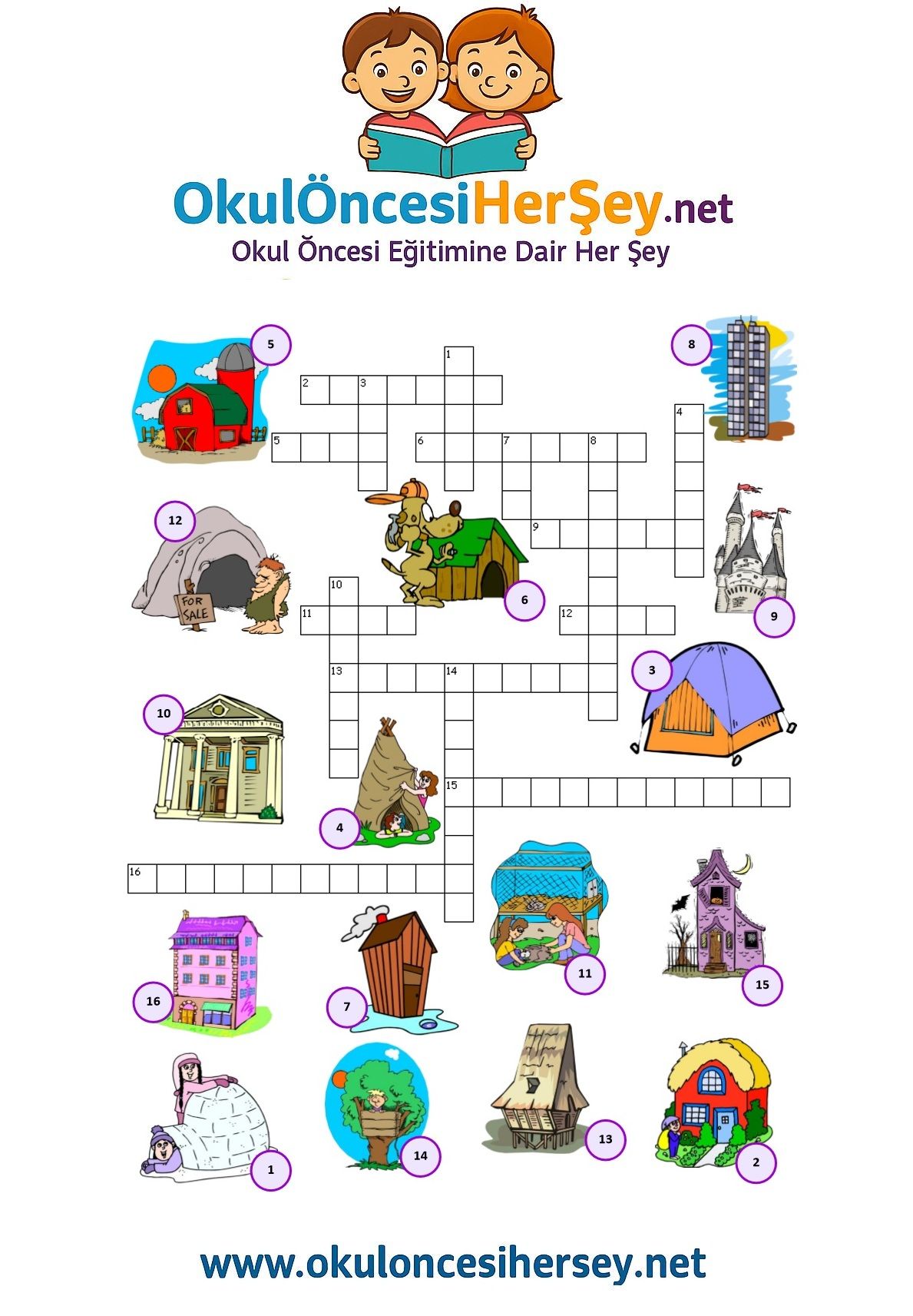 Çocuklar İçin   Crossword Bulmaca  