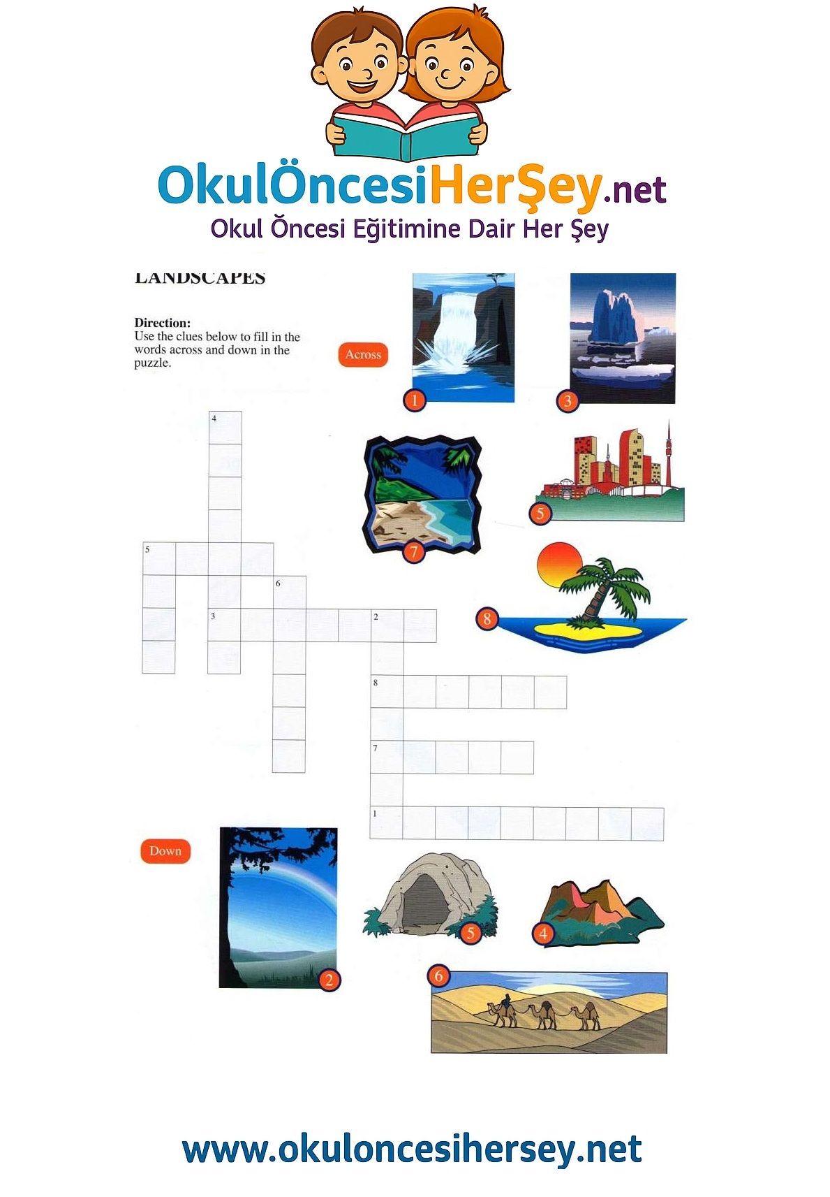 Çocuklar İçin   Crossword Bulmaca  