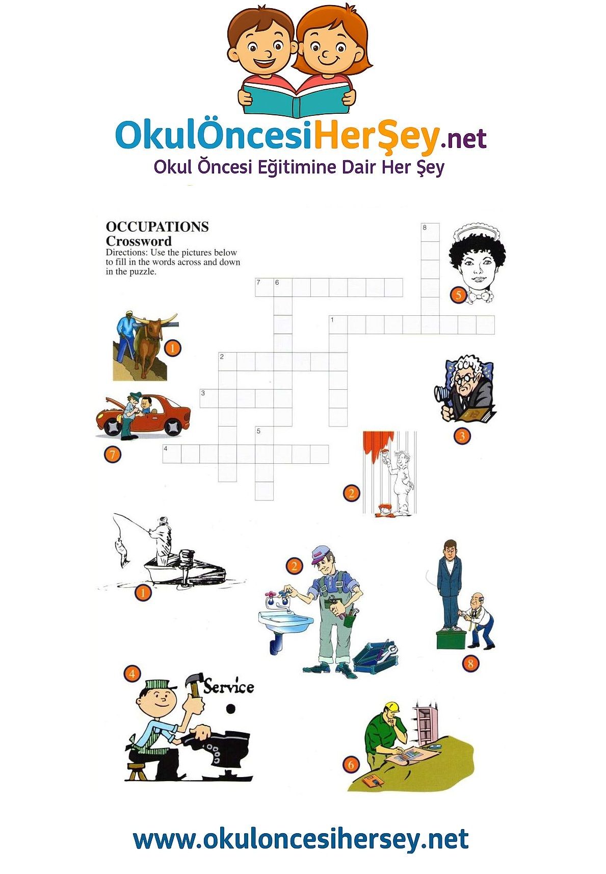 Çocuklar İçin   Crossword Bulmaca  