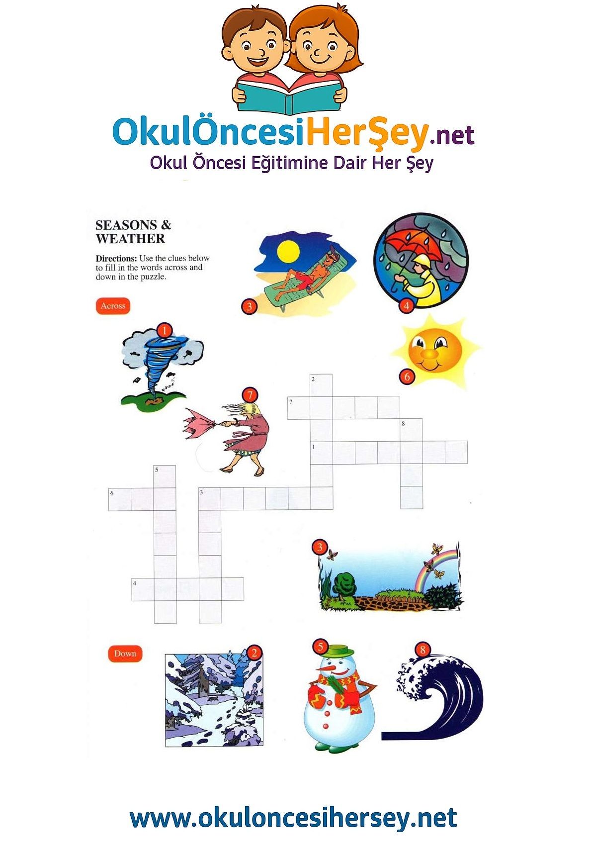 Çocuklar İçin   Crossword Bulmaca  