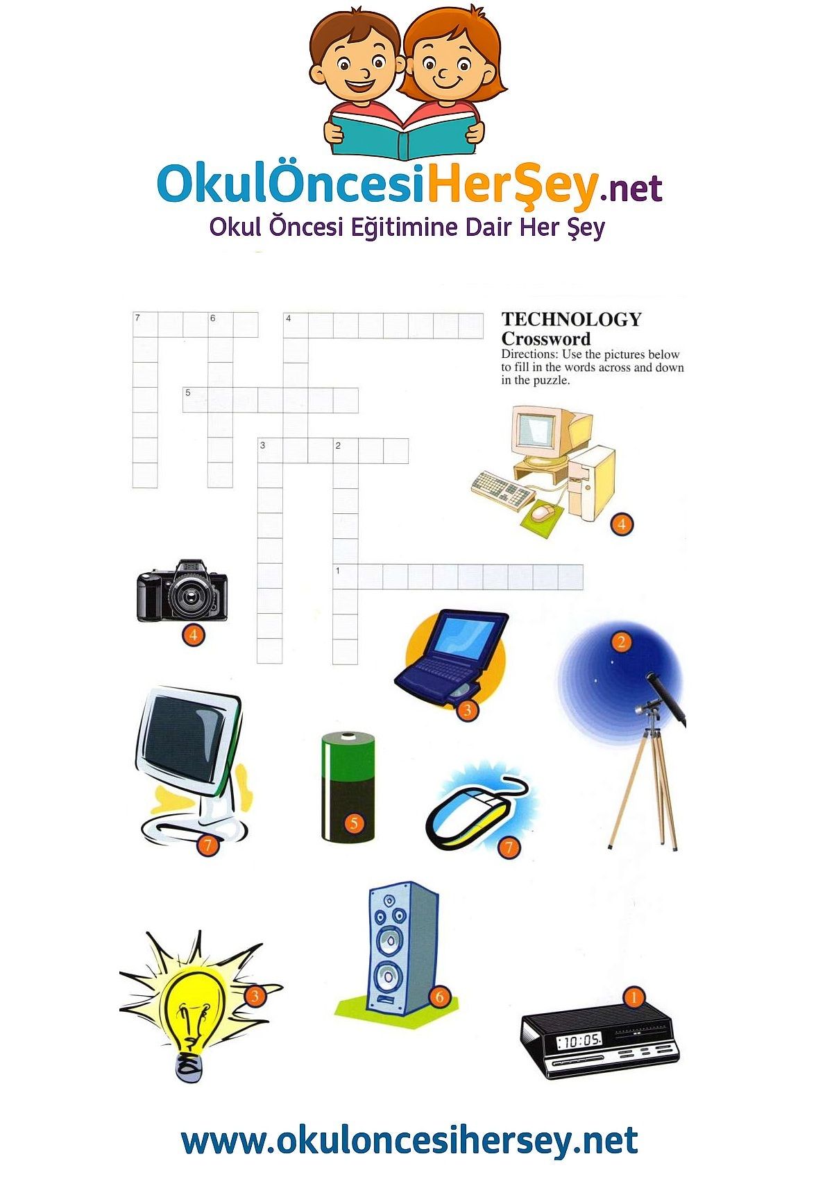 Çocuklar İçin   Crossword Bulmaca  