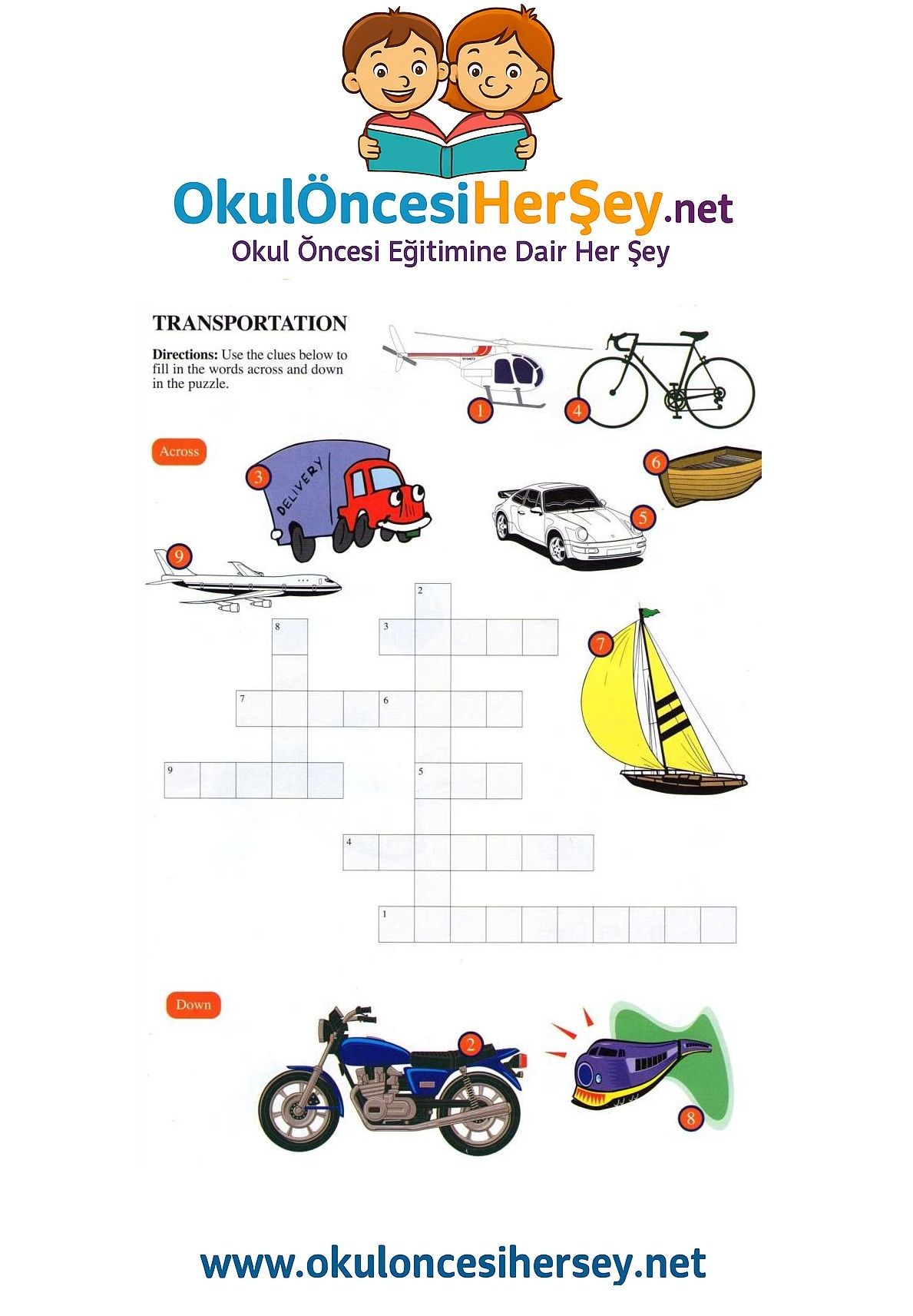 Çocuklar İçin   Crossword Bulmaca  