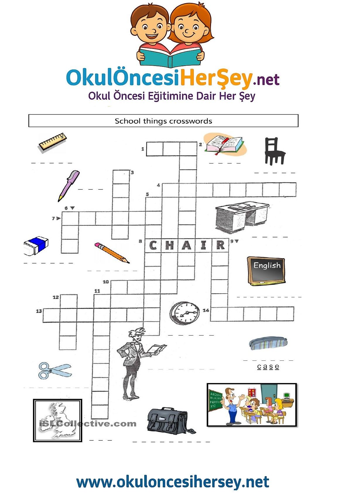 Çocuklar İçin   Crossword Bulmaca  
