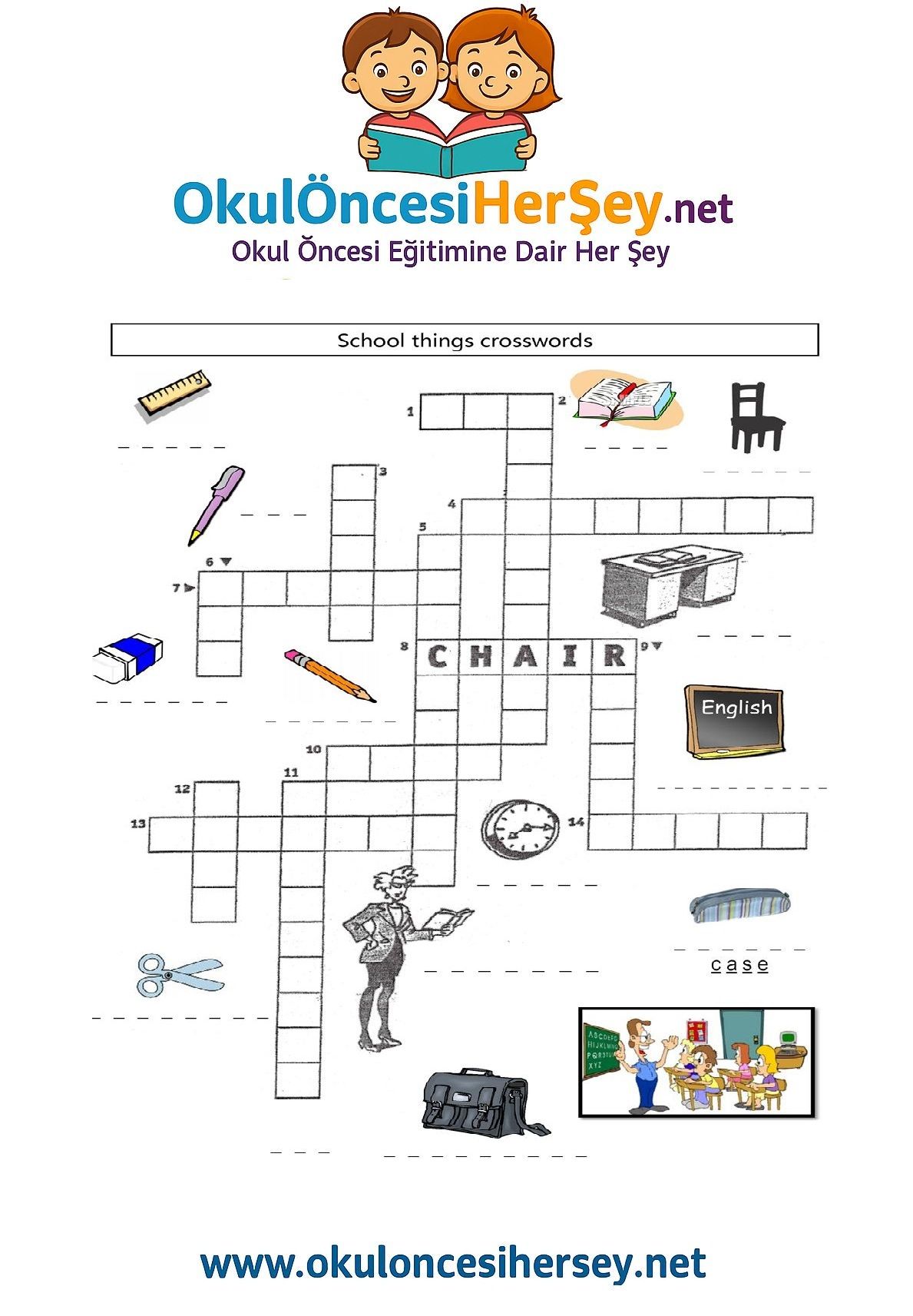 Çocuklar İçin   Crossword Bulmaca  