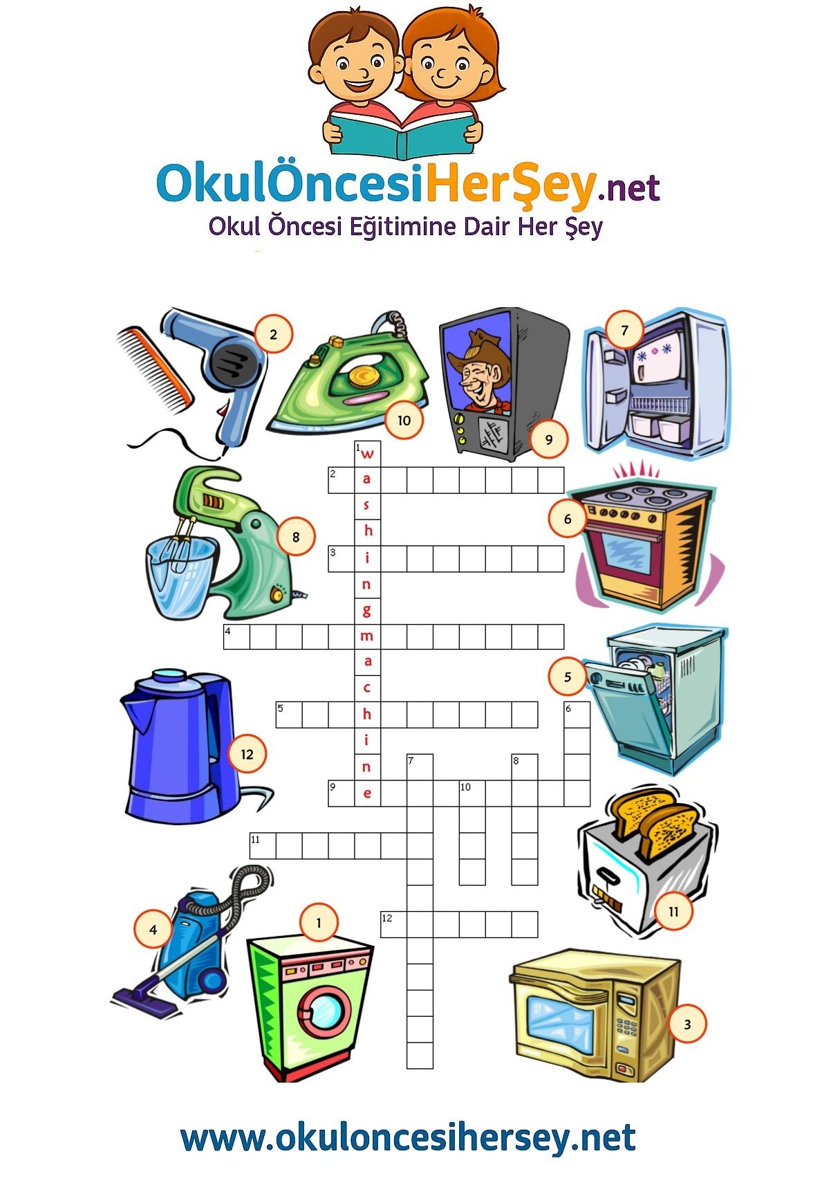 Çocuklar İçin   Crossword Bulmaca  
