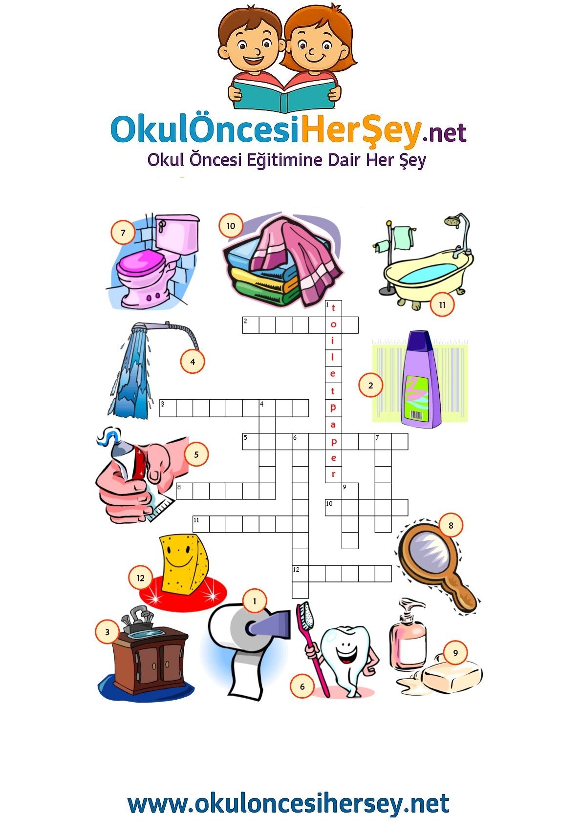 Çocuklar İçin   Crossword Bulmaca  