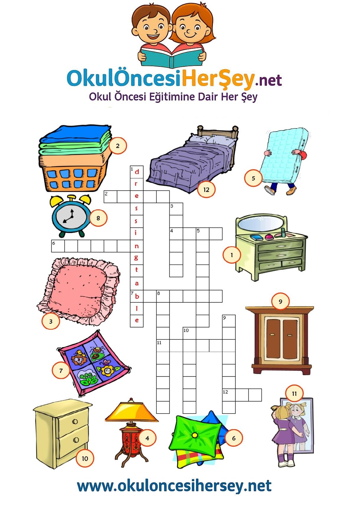 Çocuklar İçin   Crossword Bulmaca  