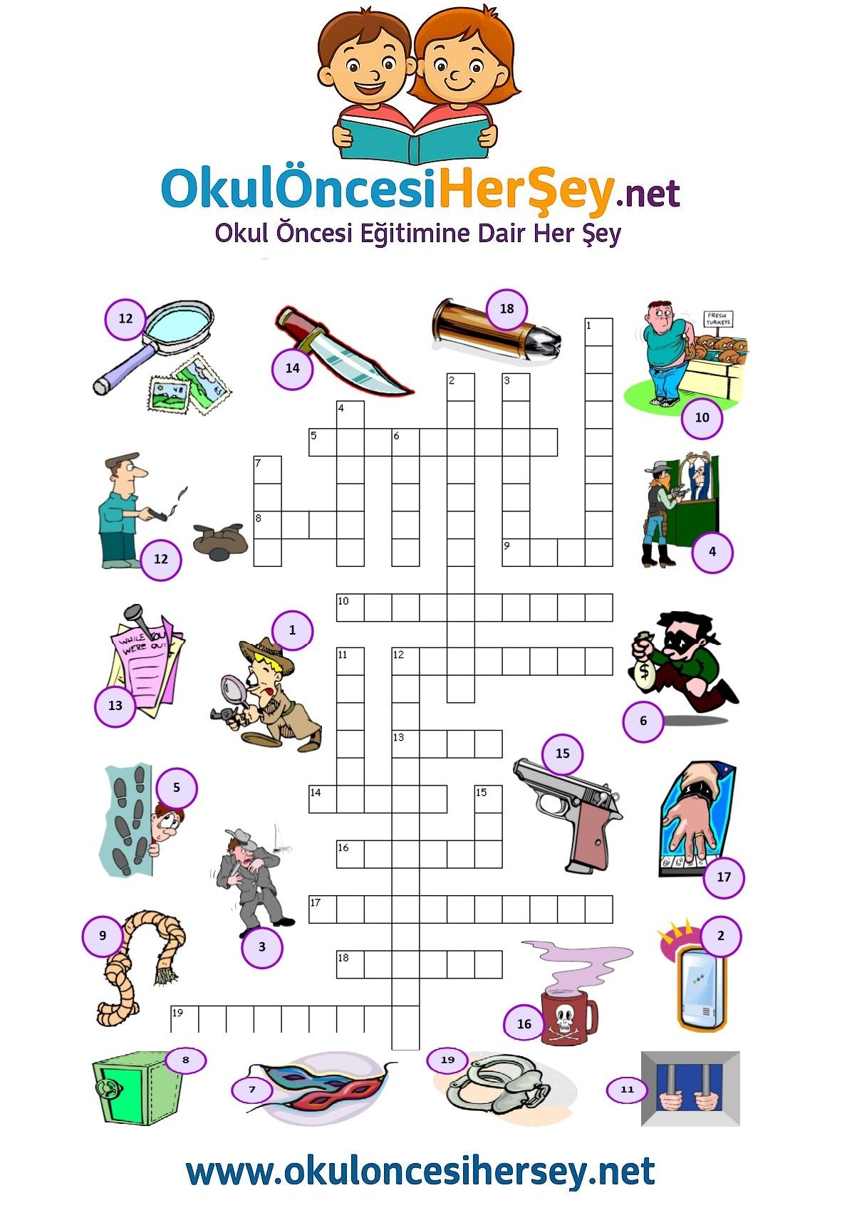 Çocuklar İçin   Crossword Bulmaca  