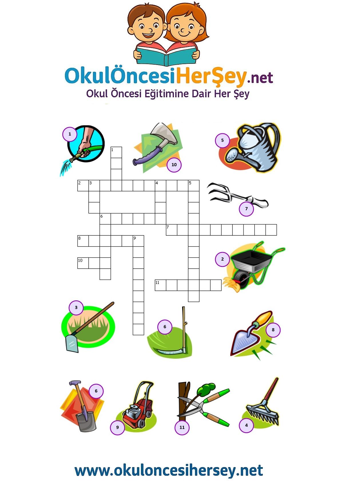 Çocuklar İçin   Crossword Bulmaca  