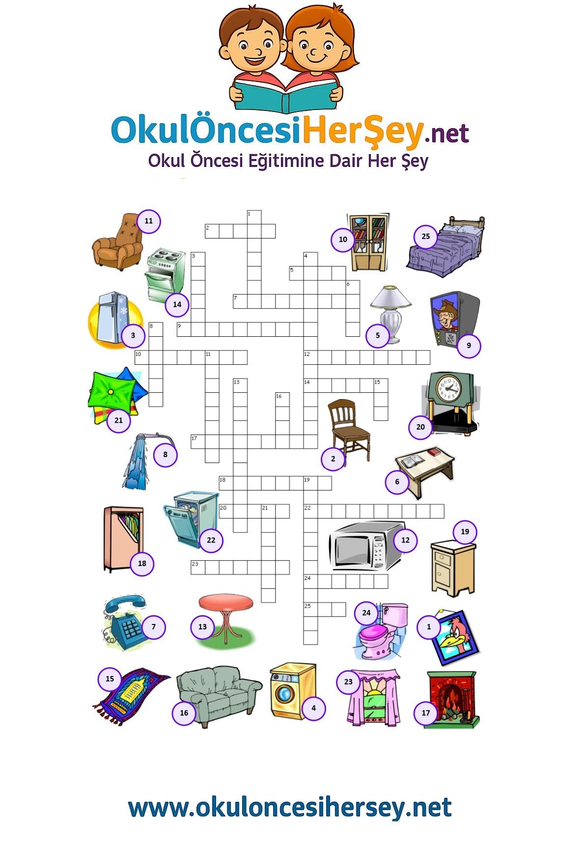 Çocuklar İçin   Crossword Bulmaca  