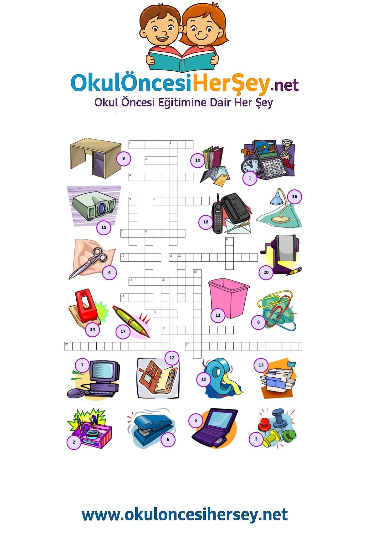 Çocuklar İçin   Crossword Bulmaca  