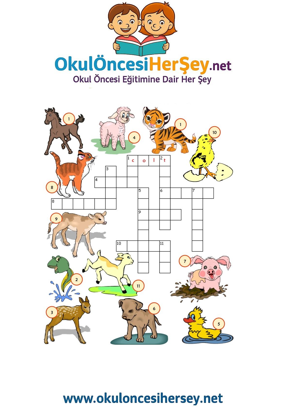 Çocuklar İçin   Crossword Bulmaca  