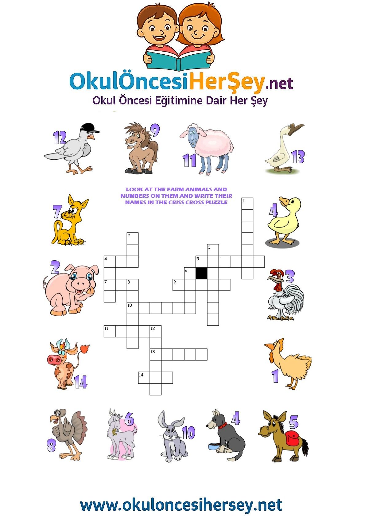 Çocuklar İçin   Crossword Bulmaca  