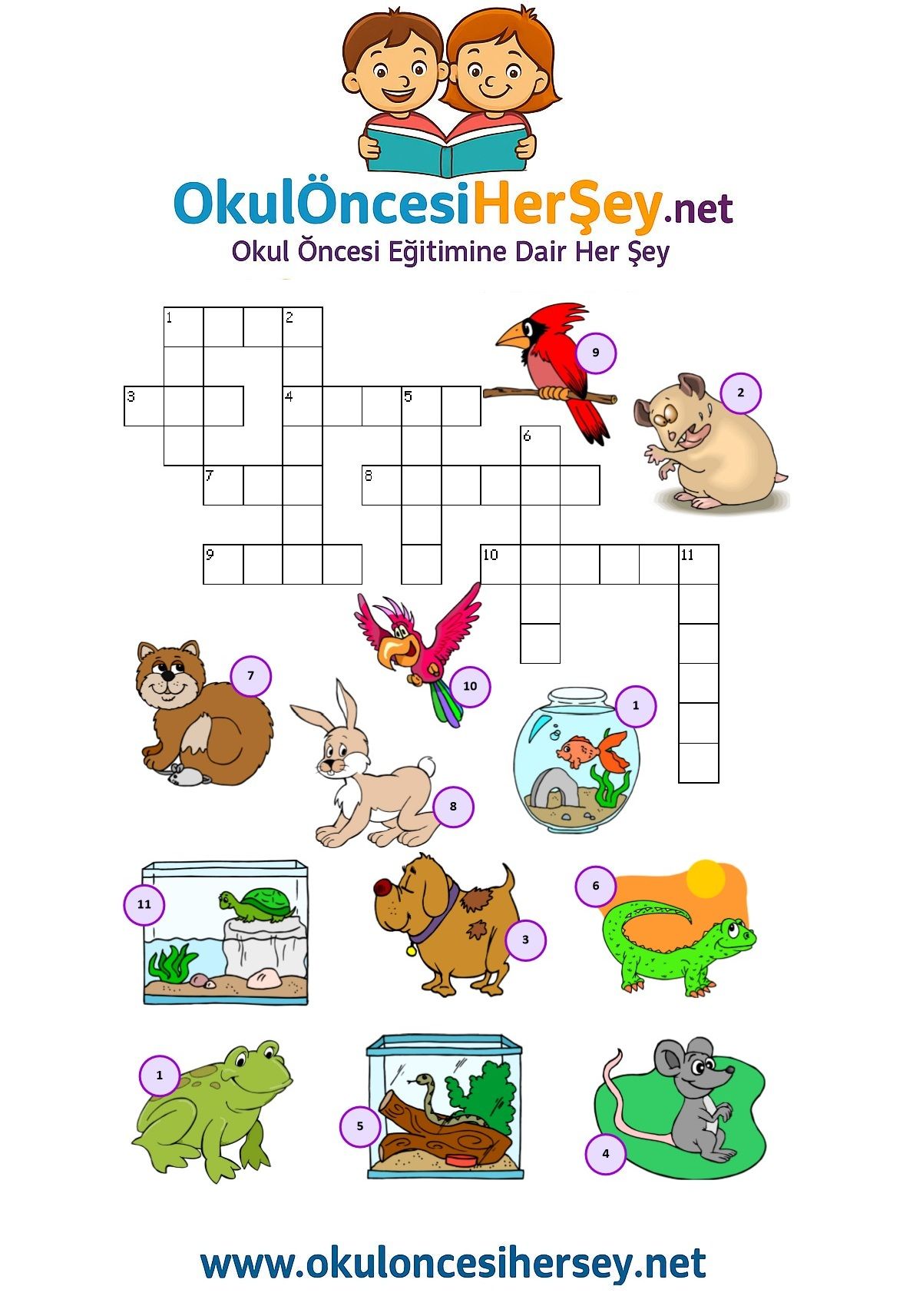 Çocuklar İçin   Crossword Bulmaca  