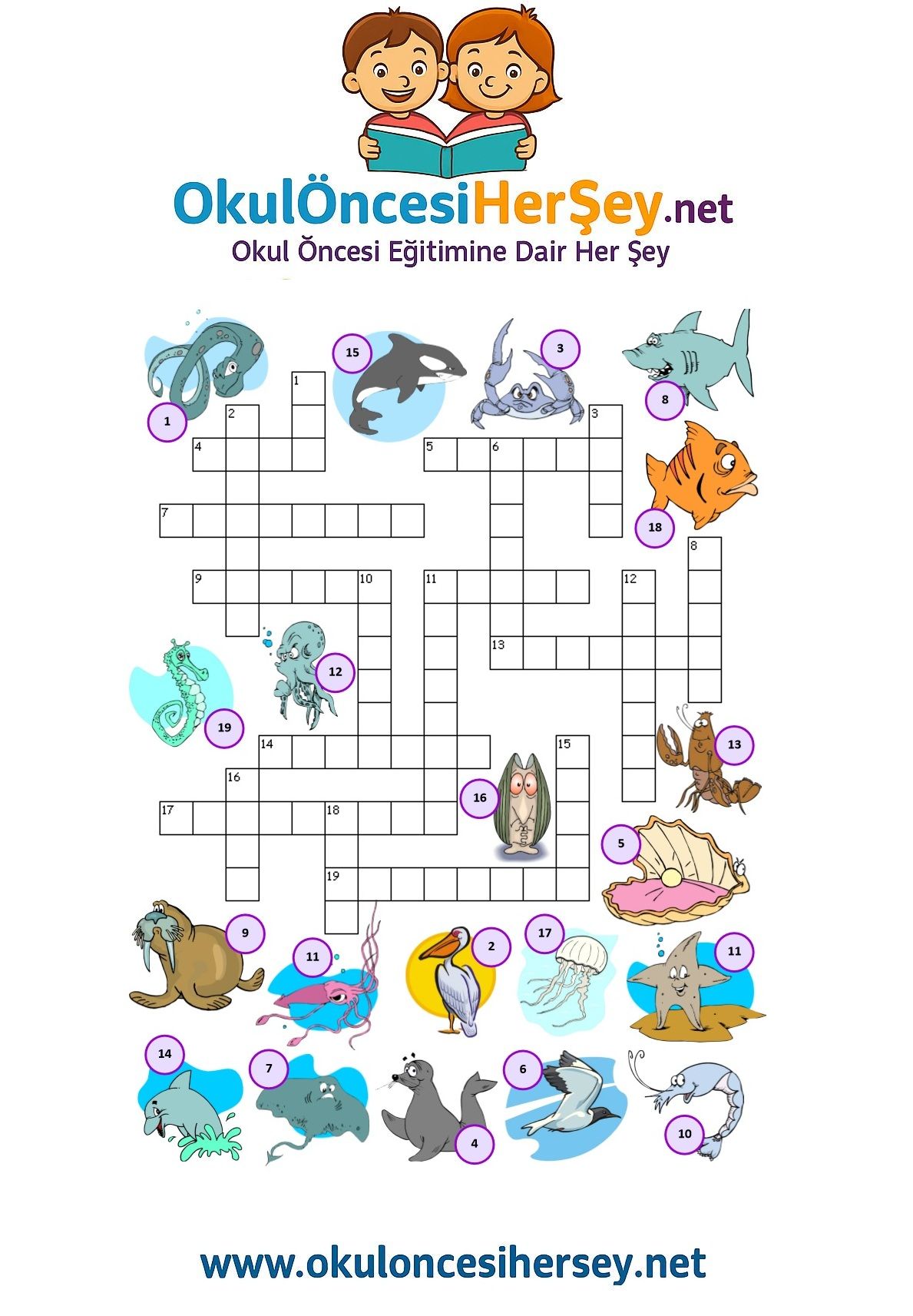 Çocuklar İçin   Crossword Bulmaca  