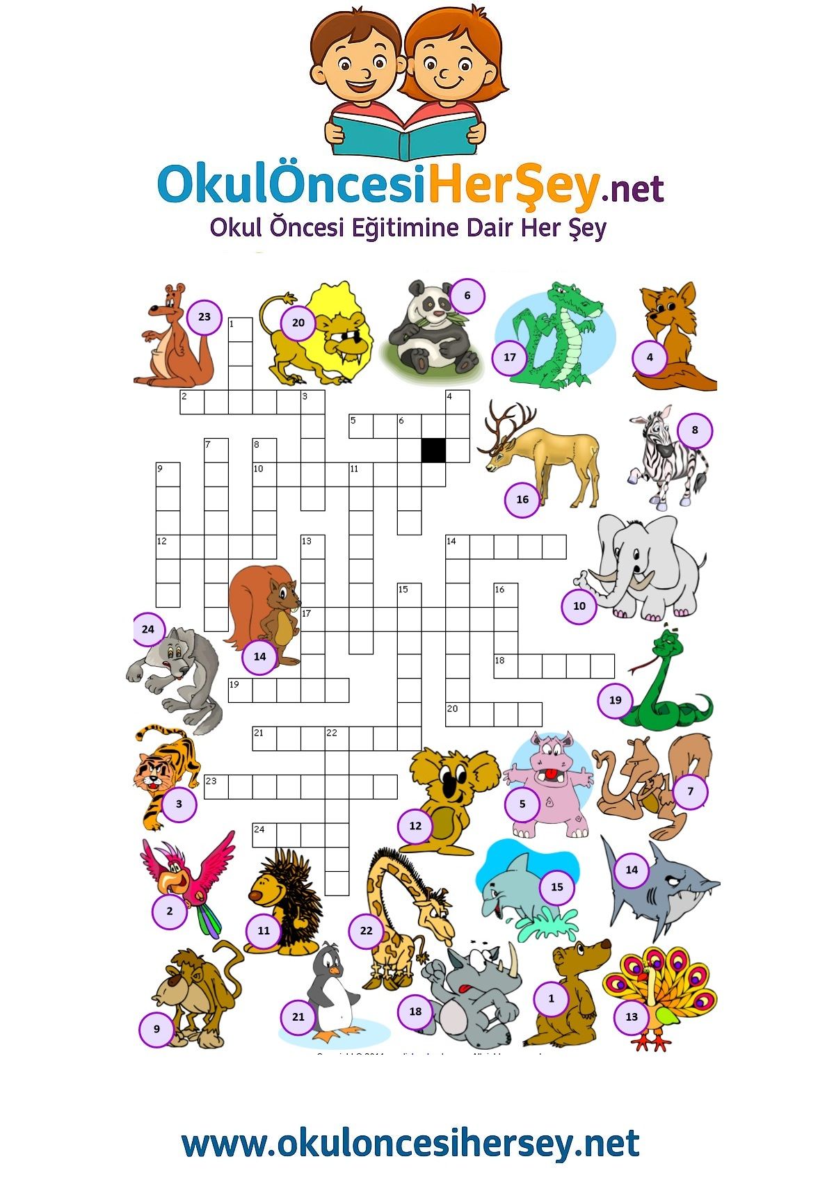 Çocuklar İçin   Crossword Bulmaca  