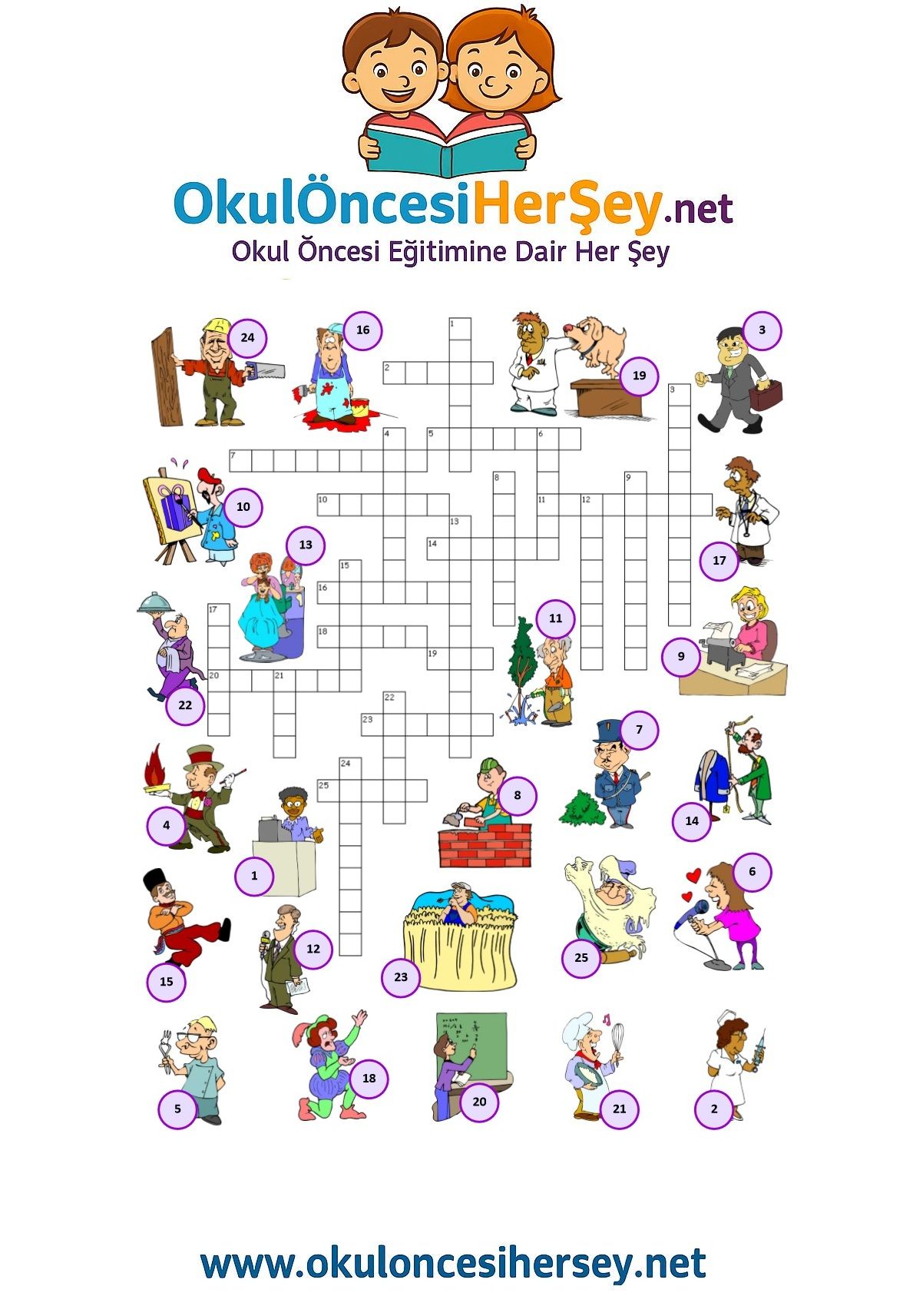 Çocuklar İçin   Crossword Bulmaca  