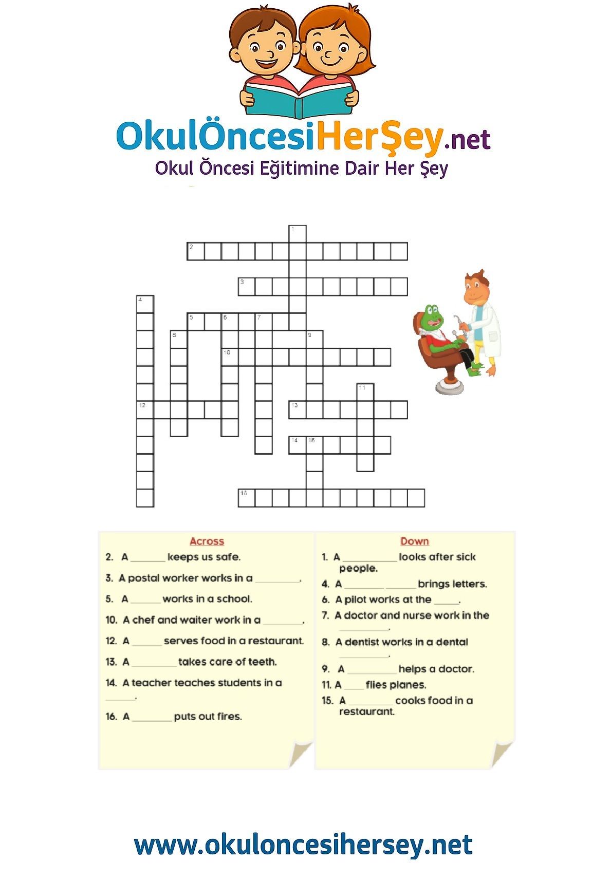 Çocuklar İçin   Crossword Bulmaca  