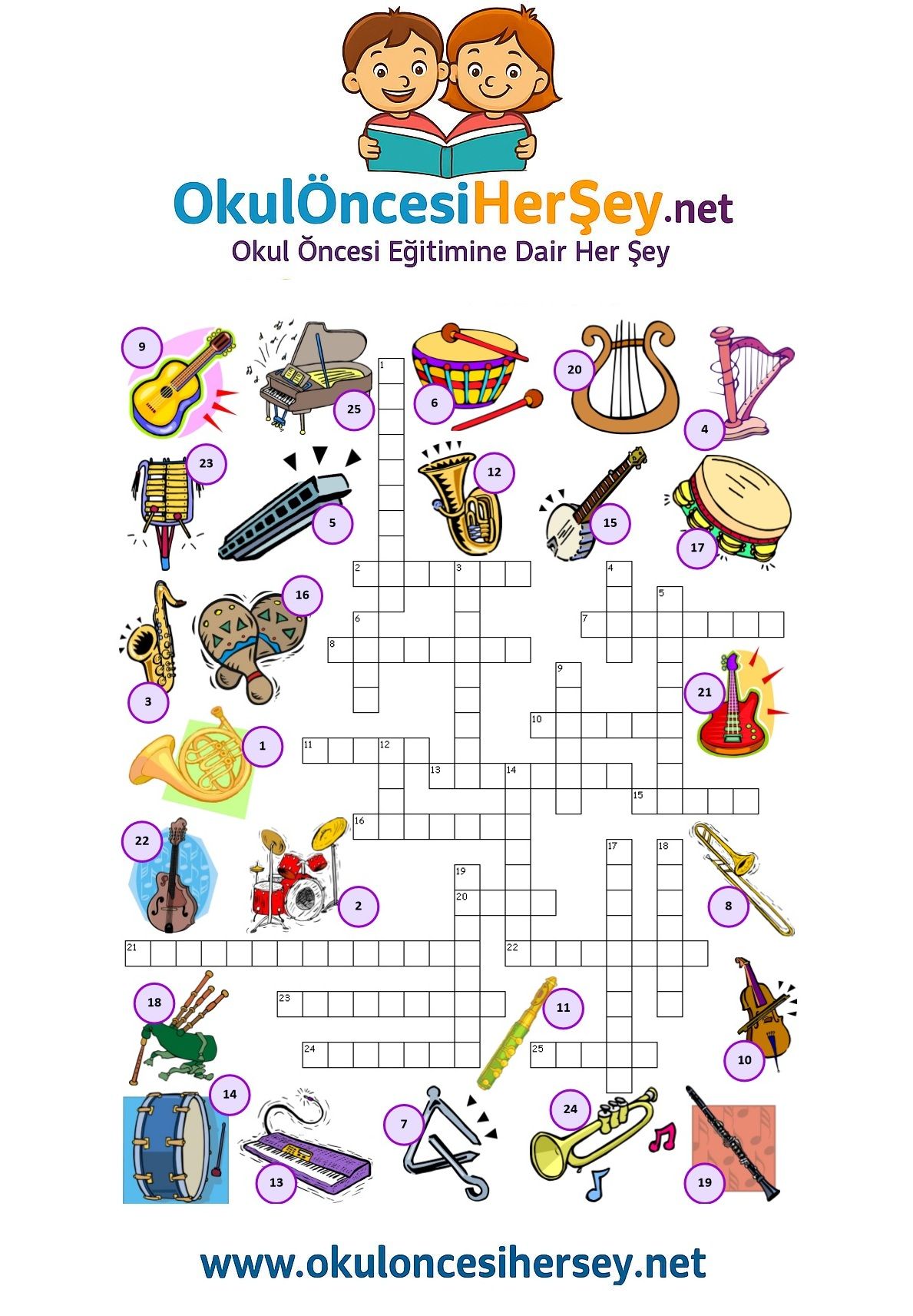 Çocuklar İçin   Crossword Bulmaca  