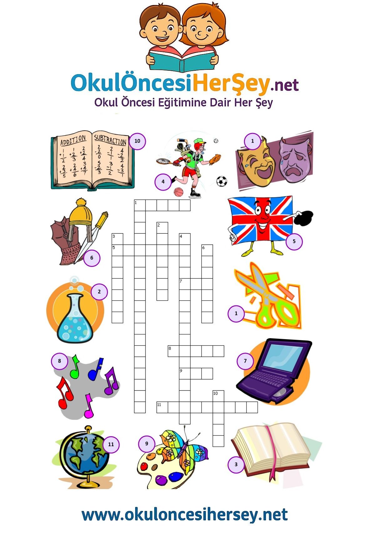 Çocuklar İçin   Crossword Bulmaca  