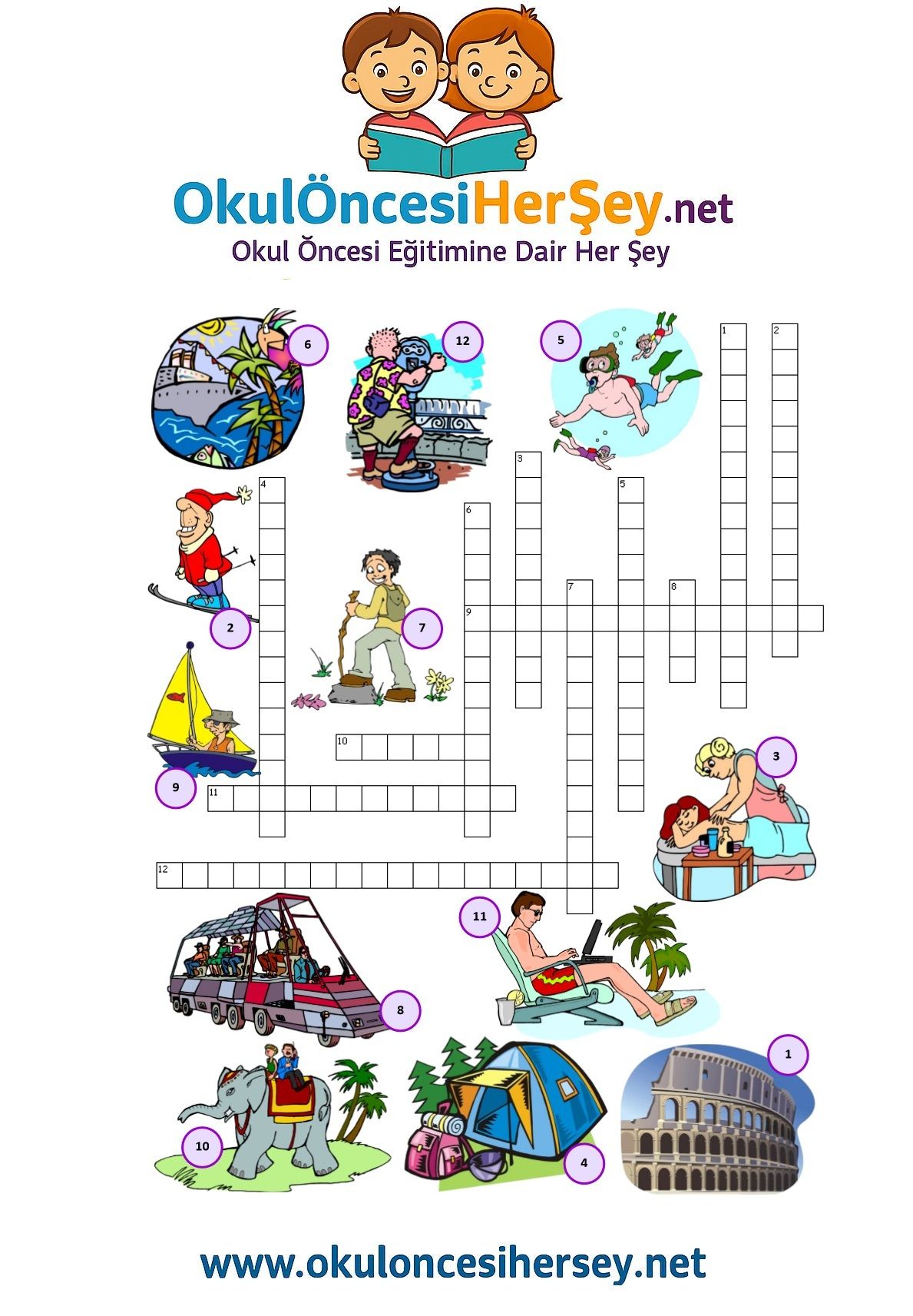 Çocuklar İçin   Crossword Bulmaca  