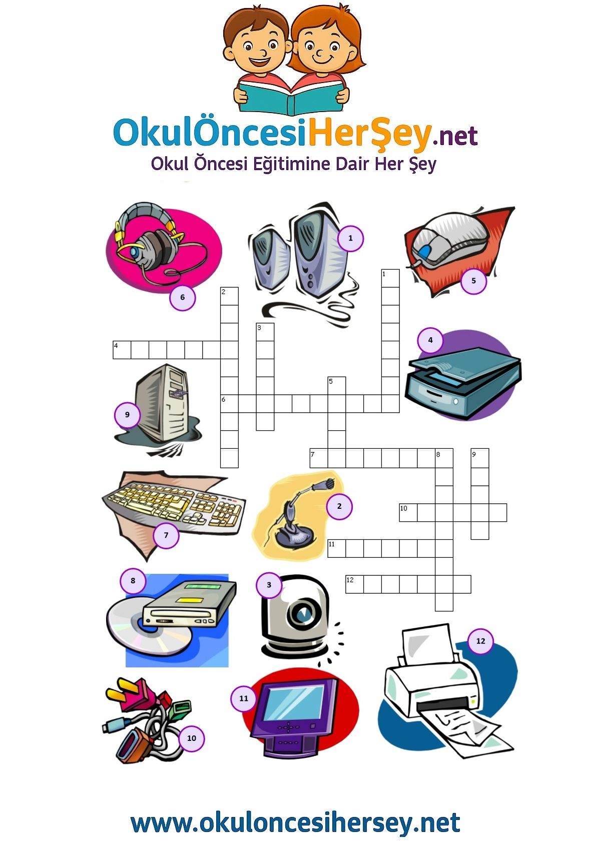 Çocuklar İçin   Crossword Bulmaca  