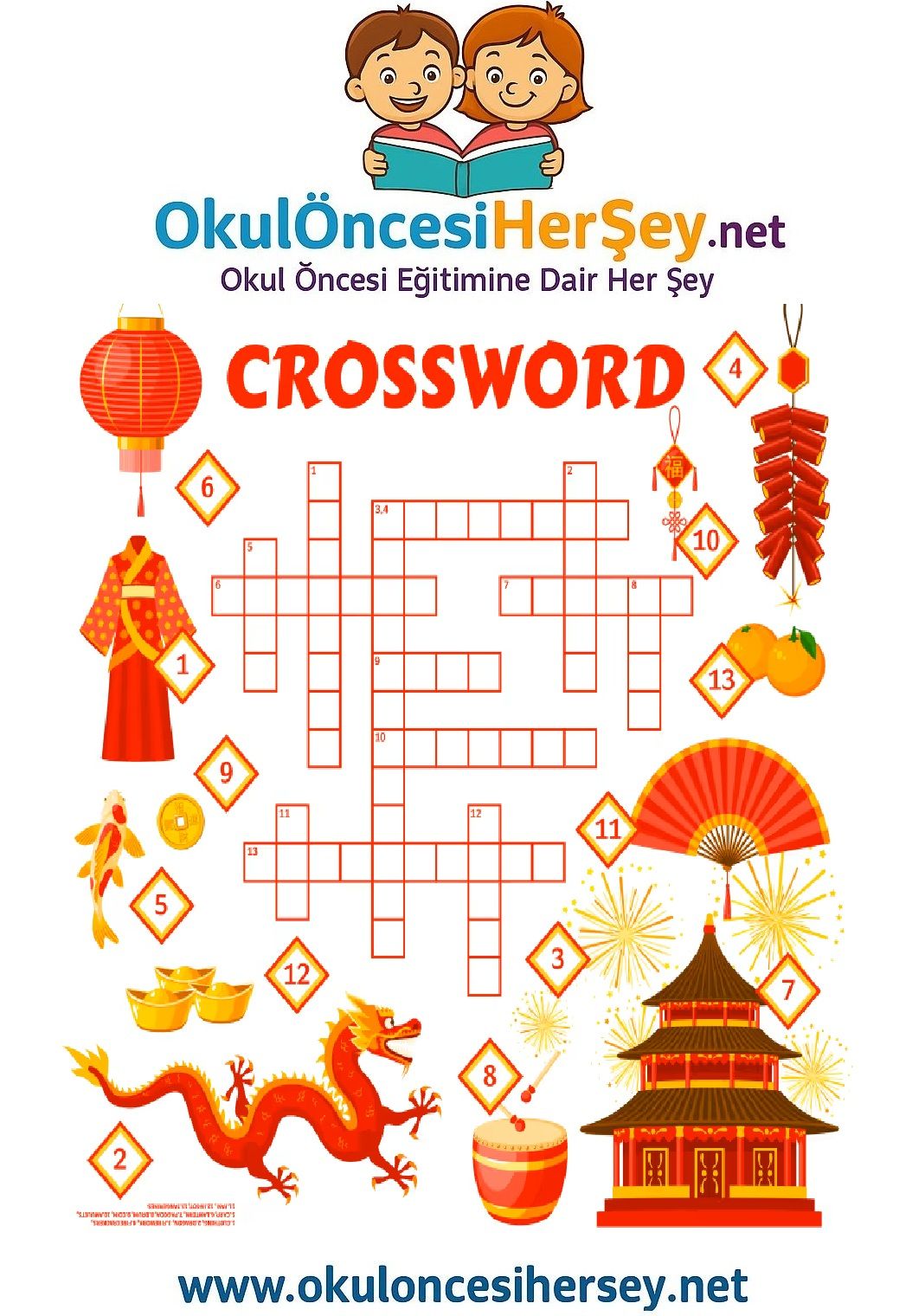 Çocuklar İçin   Crossword Bulmaca  