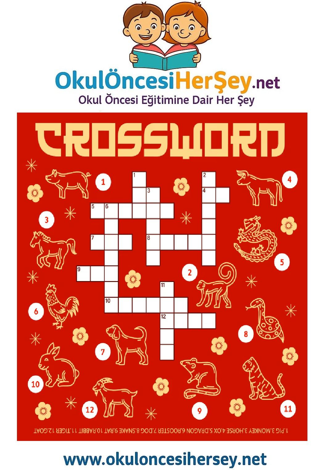 Çocuklar İçin   Crossword Bulmaca  