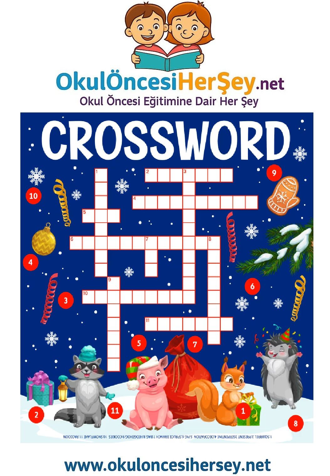 Çocuklar İçin   Crossword Bulmaca  