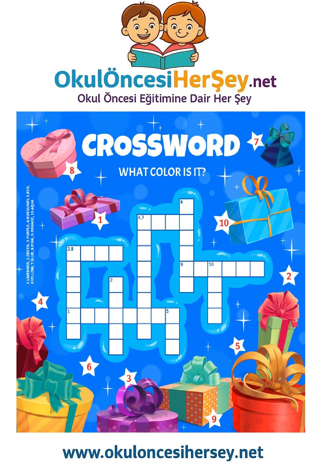 Çocuklar İçin   Crossword Bulmaca  