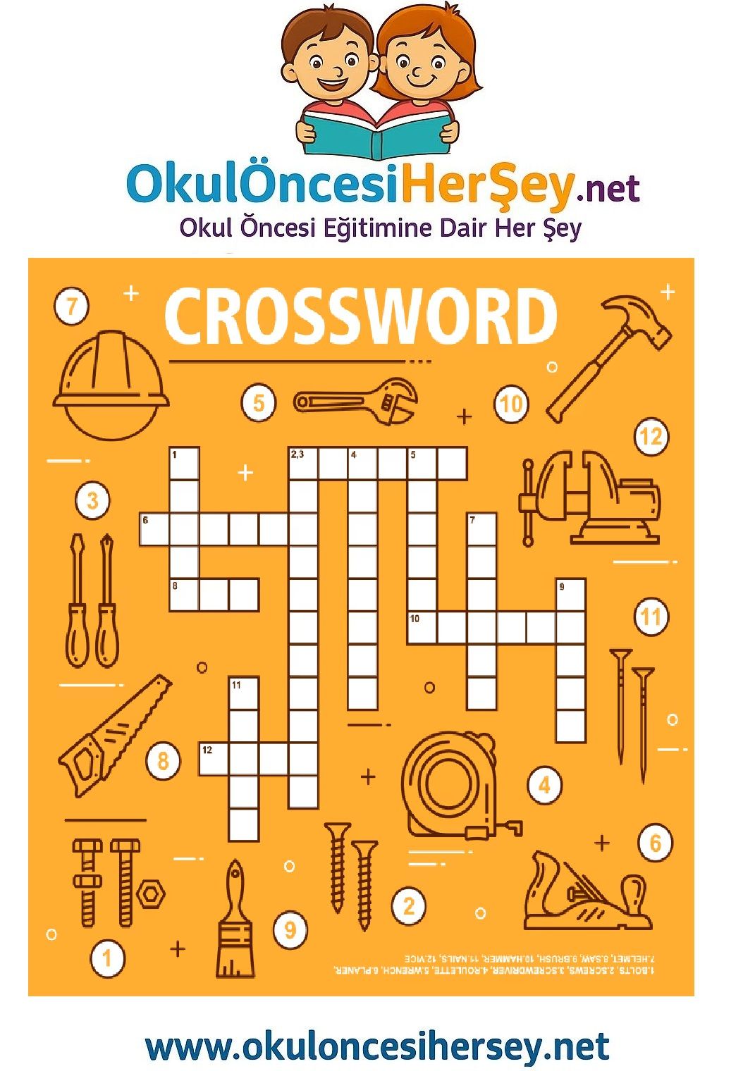 Çocuklar İçin   Crossword Bulmaca  