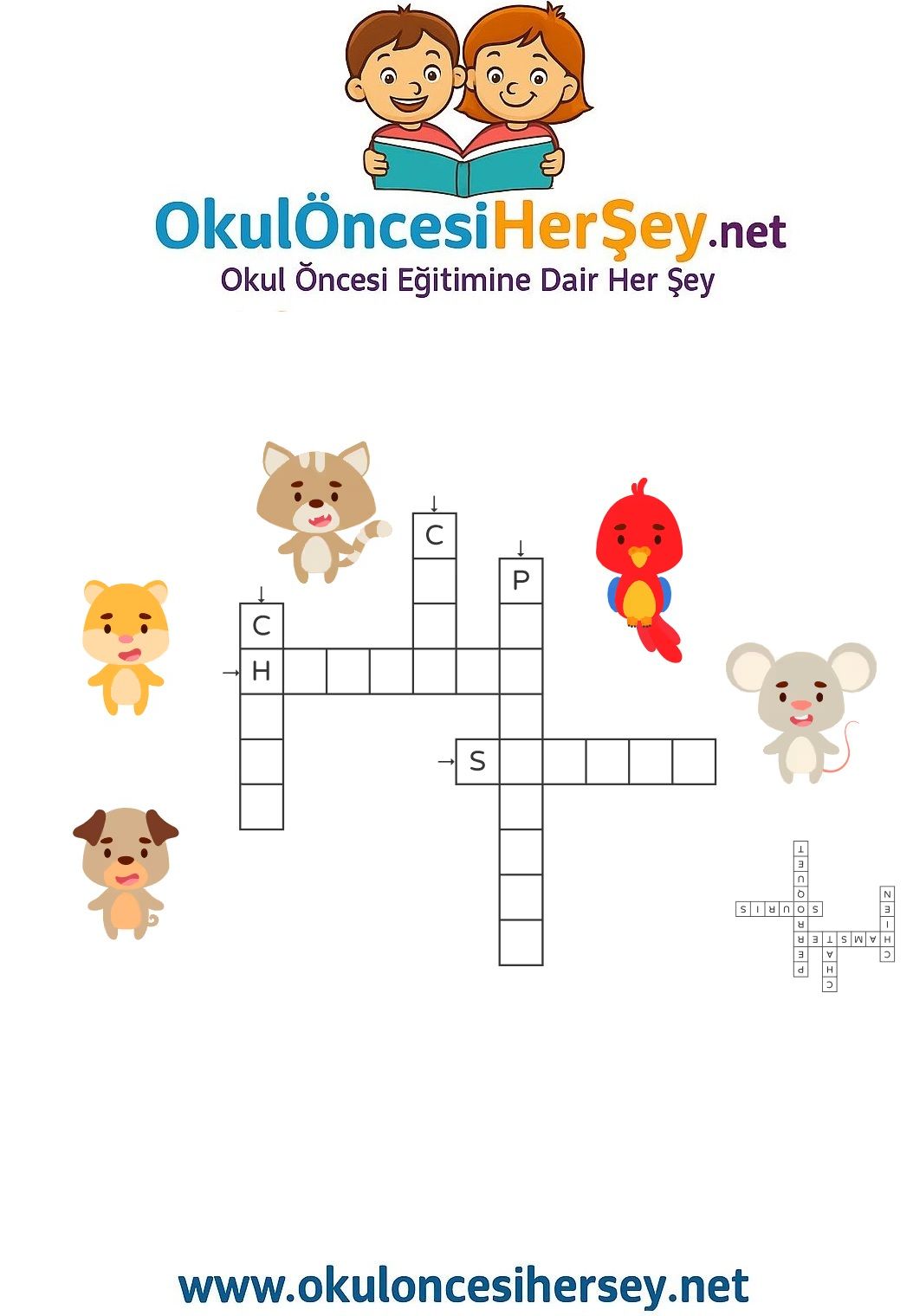Çocuklar İçin   Crossword Bulmaca  