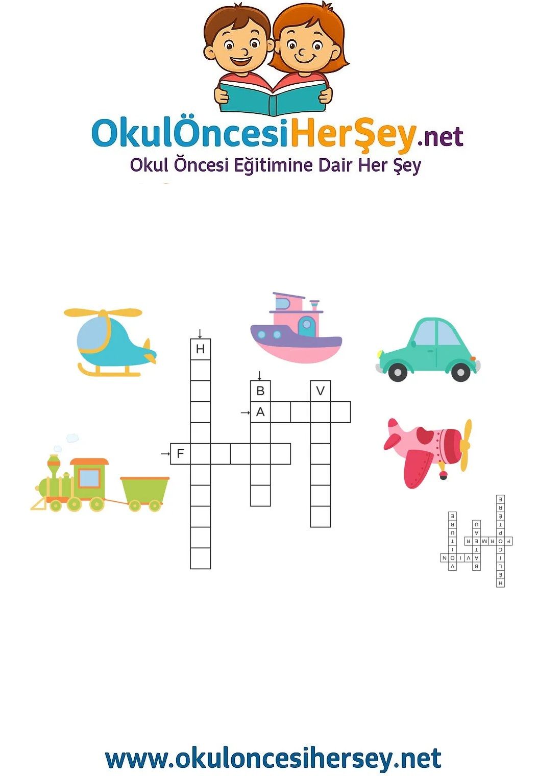 Çocuklar İçin   Crossword Bulmaca  