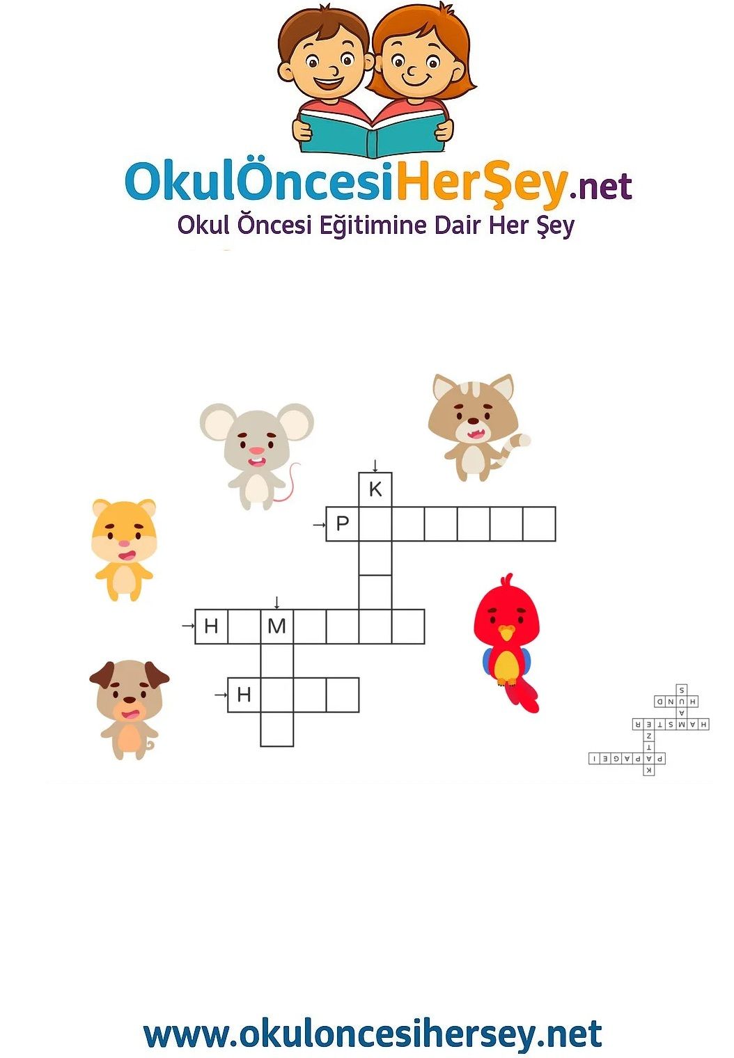 Çocuklar İçin   Crossword Bulmaca  
