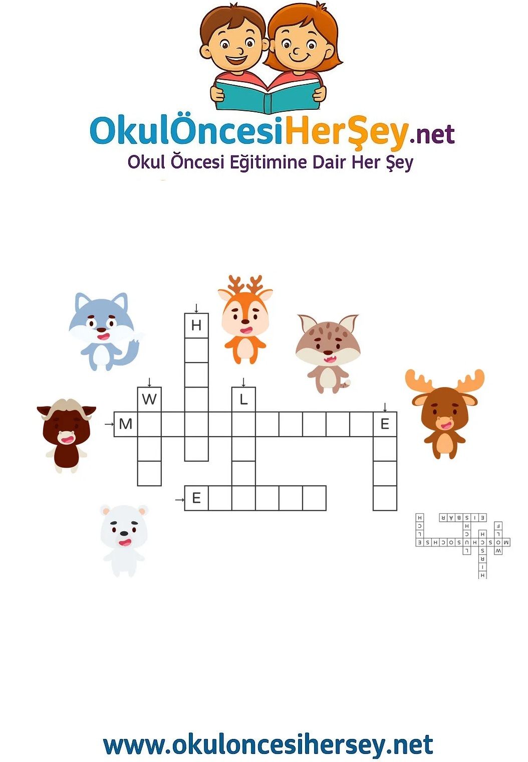 Çocuklar İçin   Crossword Bulmaca  