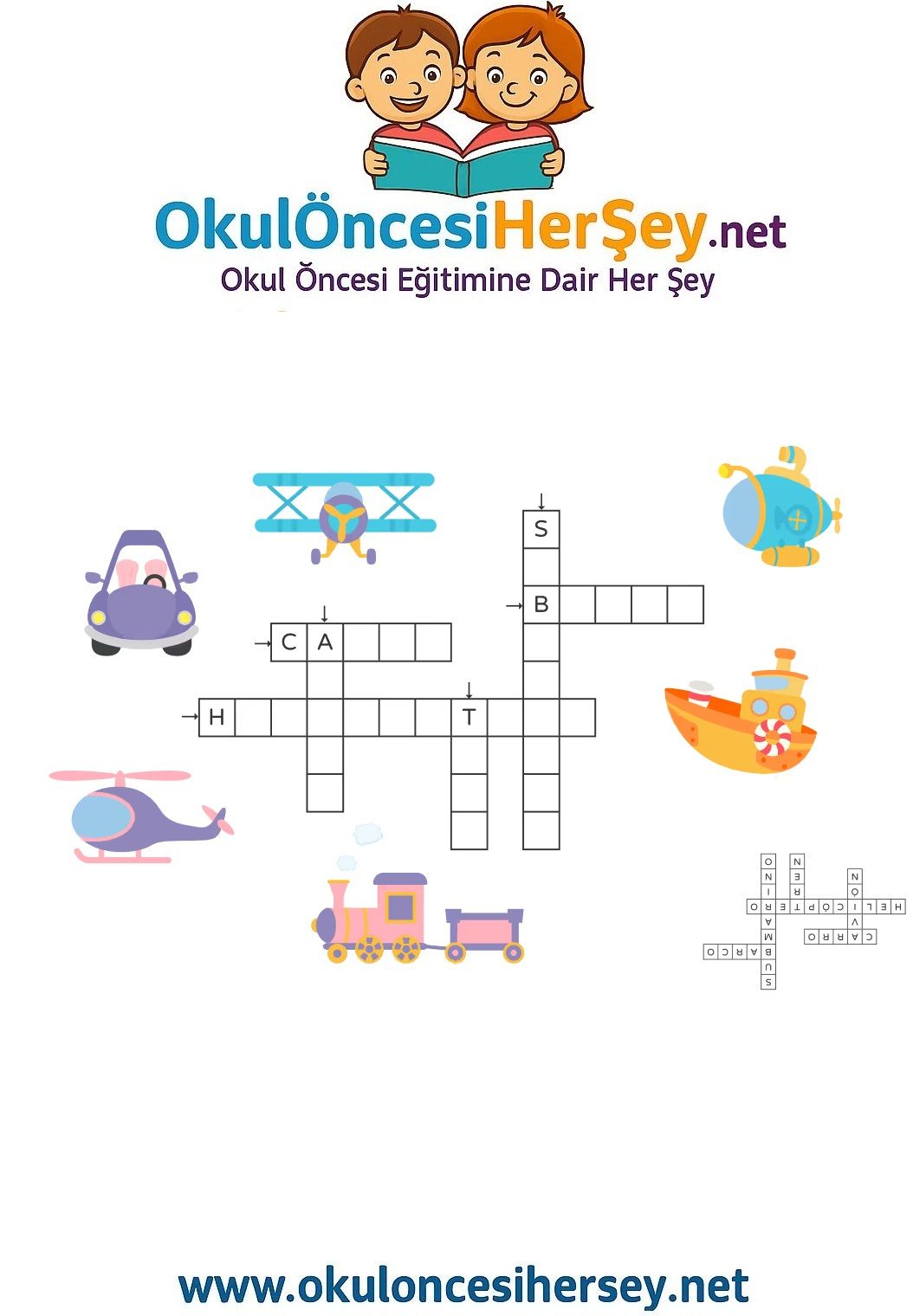 Çocuklar İçin   Crossword Bulmaca  