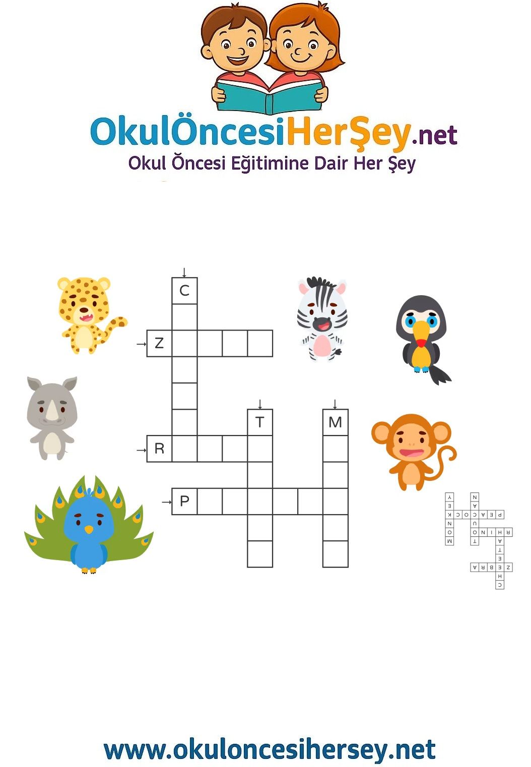 Çocuklar İçin   Crossword Bulmaca  