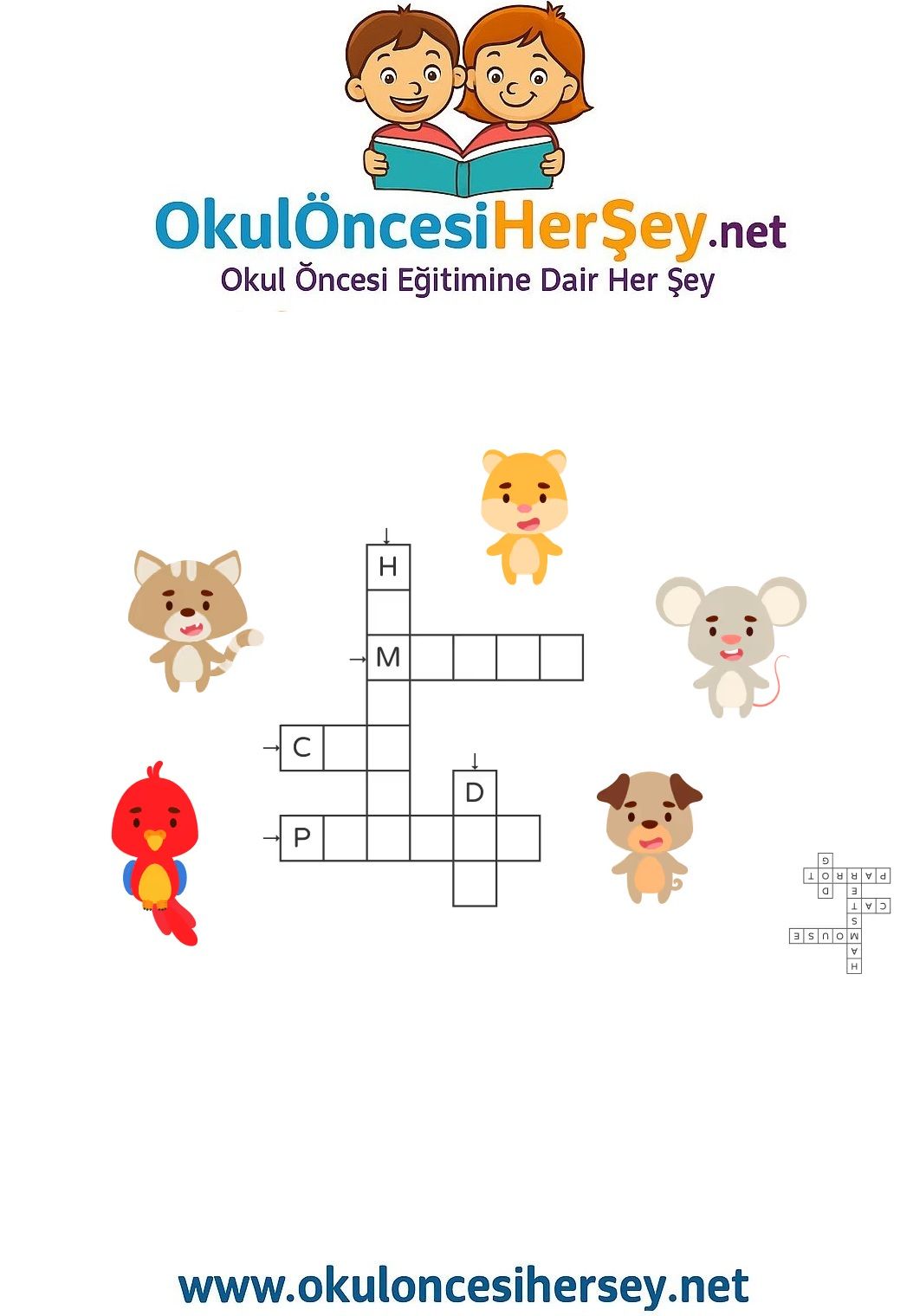 Çocuklar İçin   Crossword Bulmaca  
