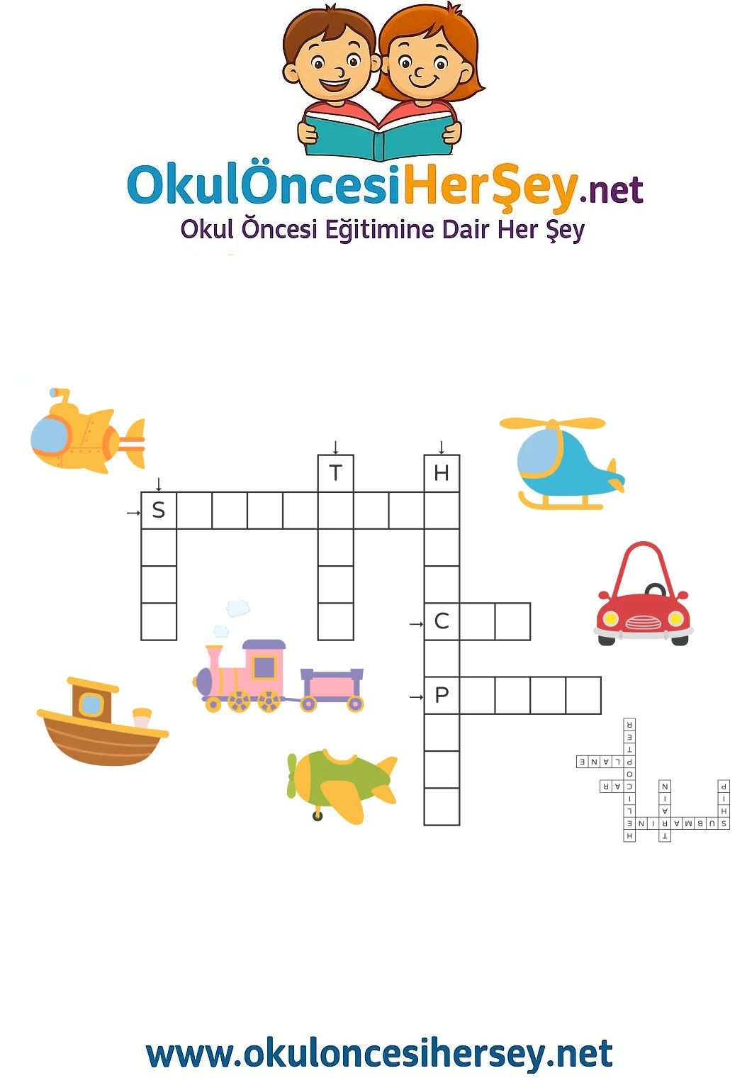 Çocuklar İçin   Crossword Bulmaca  