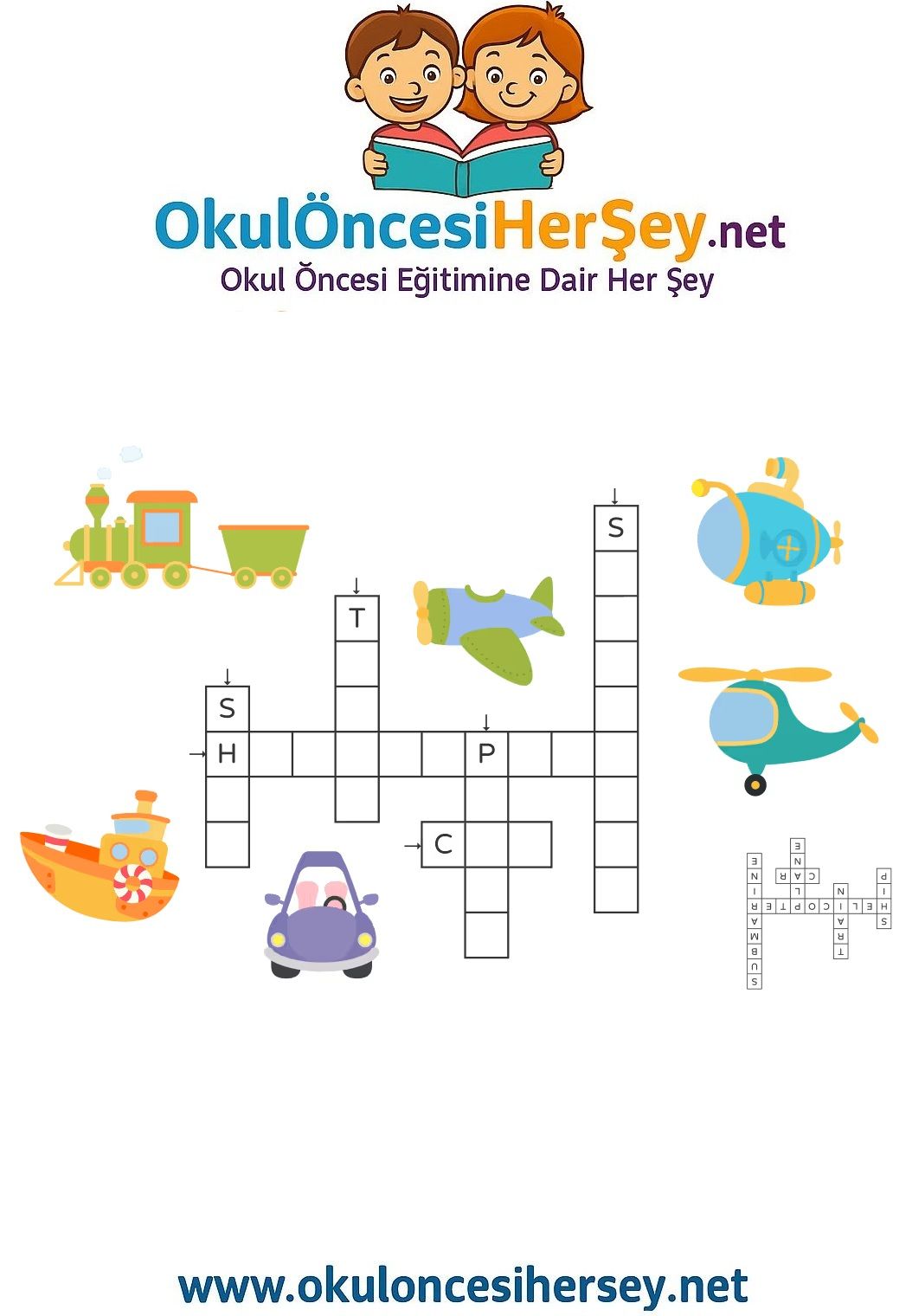 Çocuklar İçin   Crossword Bulmaca  